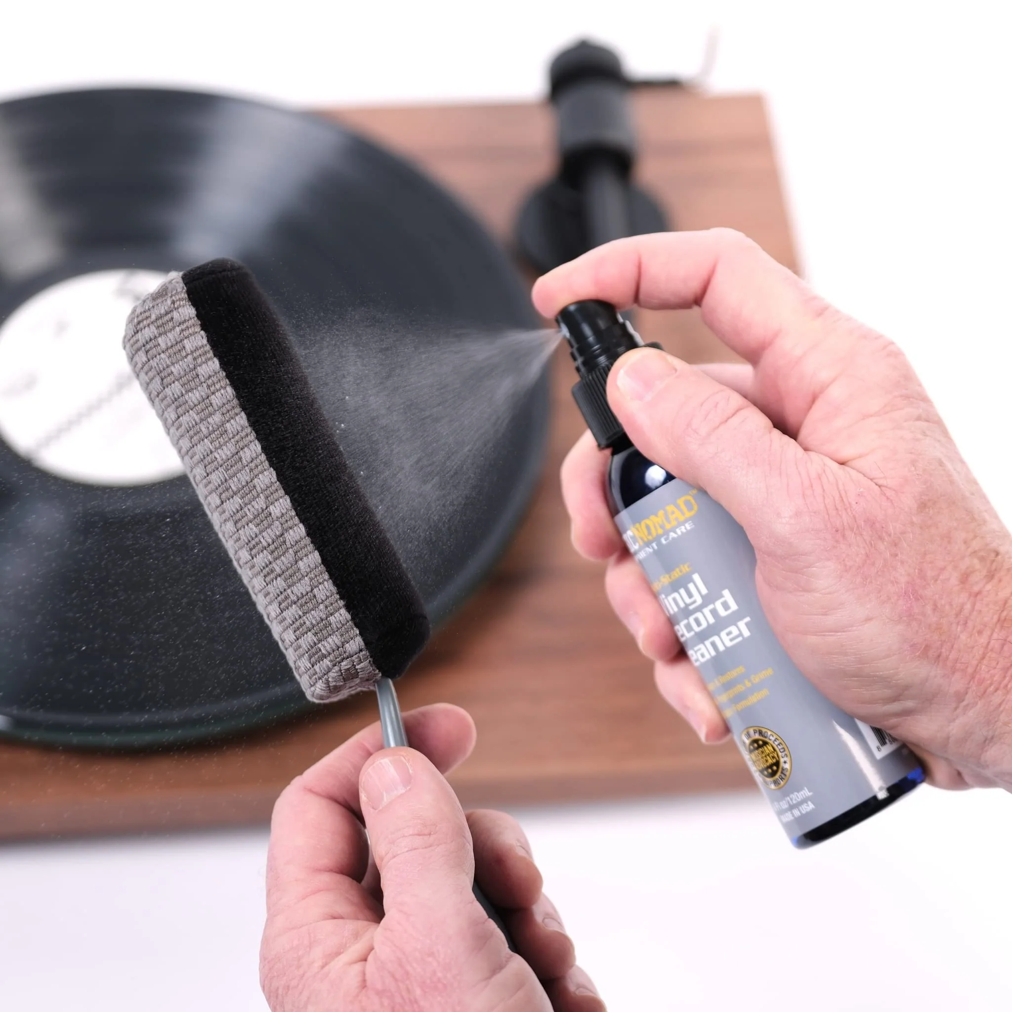 MusicNomad Next Level Vinyl Record Cleaning & Care Kit - 6 'n 1 Includes Large 120ml Cleaner Solution, Clean/Dry/Dust Brush, Stylus Cleaner Brush, Premium Pad Cleaner & Storage Box (MN890) - Image 2