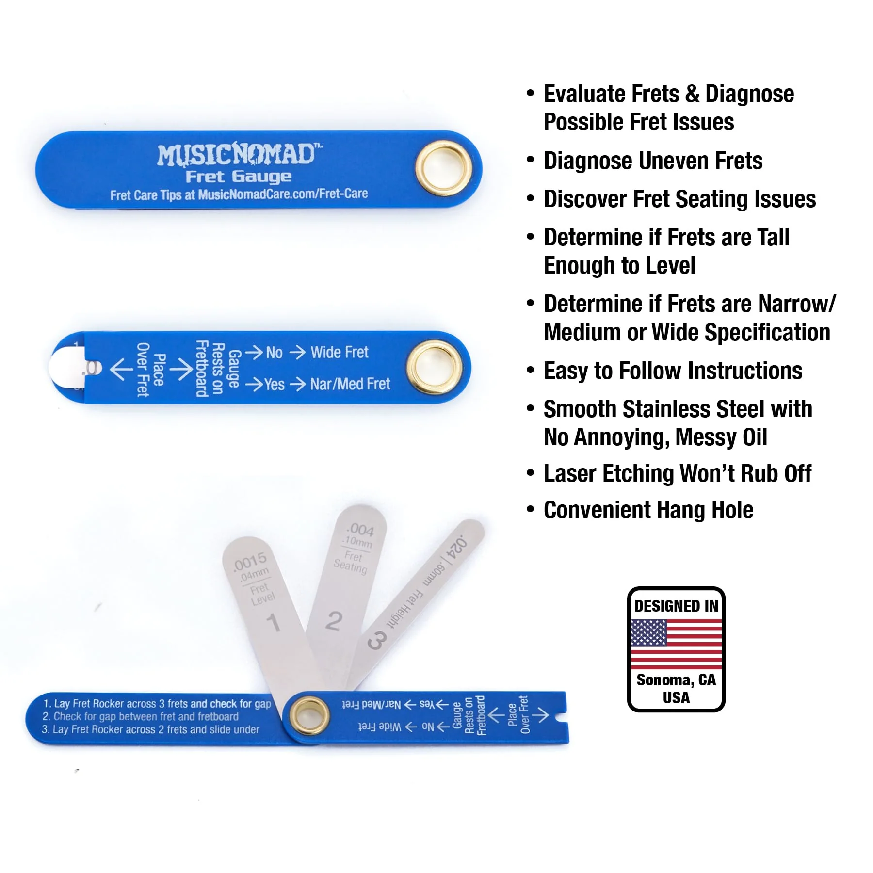 MusicNomad Precision Fret Gauge Tool (MN840) - Image 2