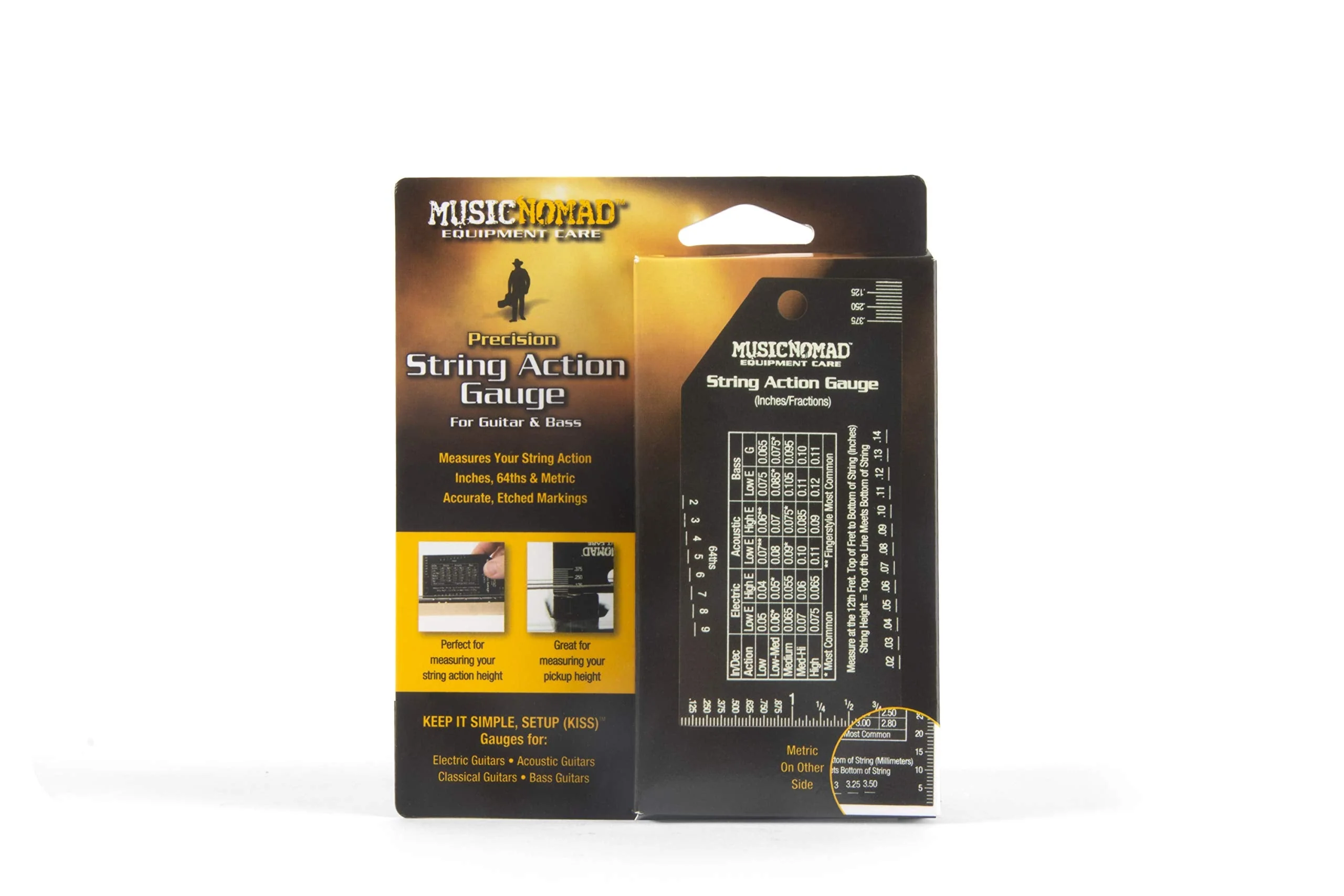MusicNomad Precision String Action Gauge Ruler for String Height- Metric, SAE, 64ths (MN602) - Image 2