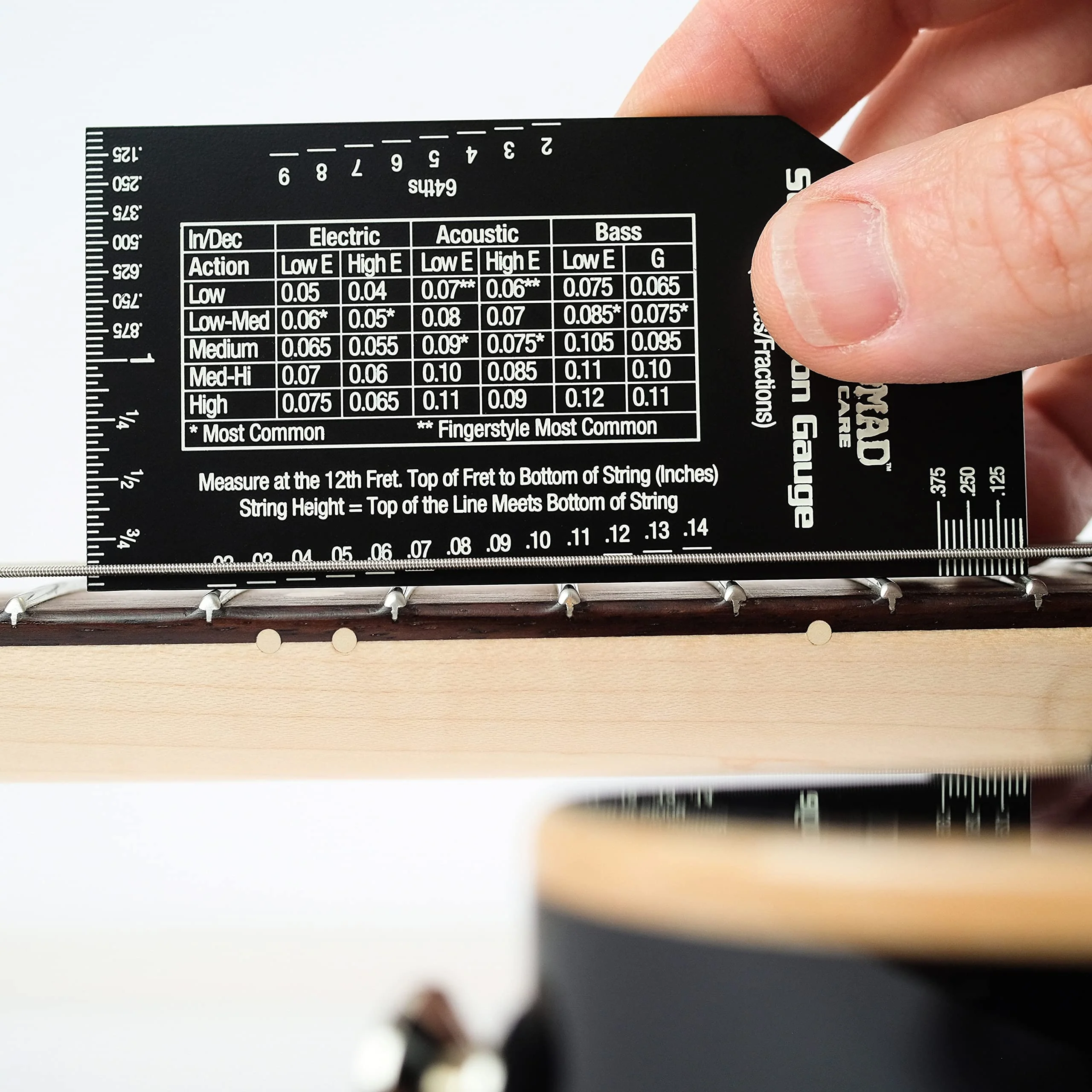 MusicNomad Precision String Action Gauge Ruler for String Height- Metric, SAE, 64ths (MN602) - Image 3