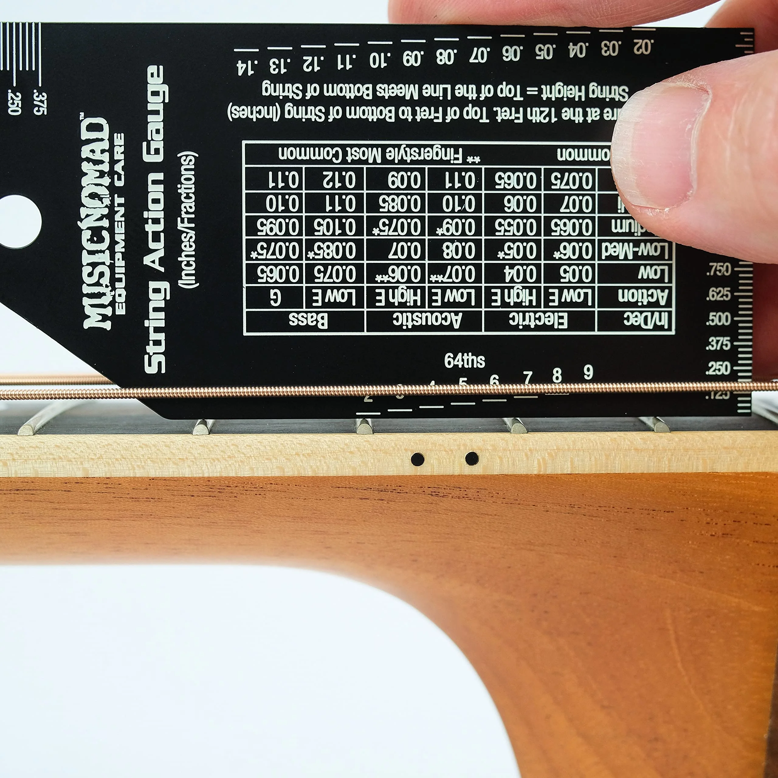 MusicNomad Precision String Action Gauge Ruler for String Height- Metric, SAE, 64ths (MN602) - Image 4