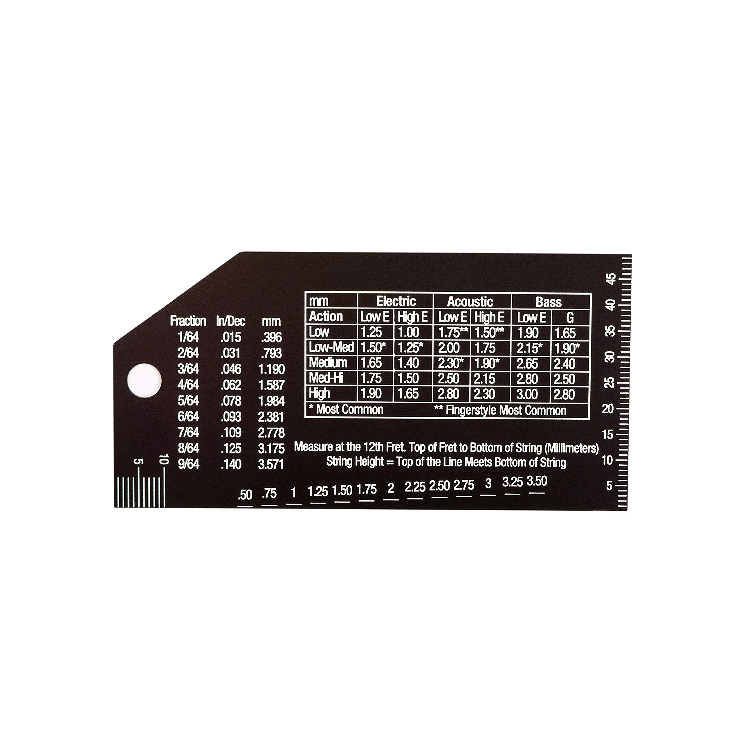 MusicNomad Precision String Action Gauge Ruler for String Height- Metric, SAE, 64ths (MN602) - Image 6