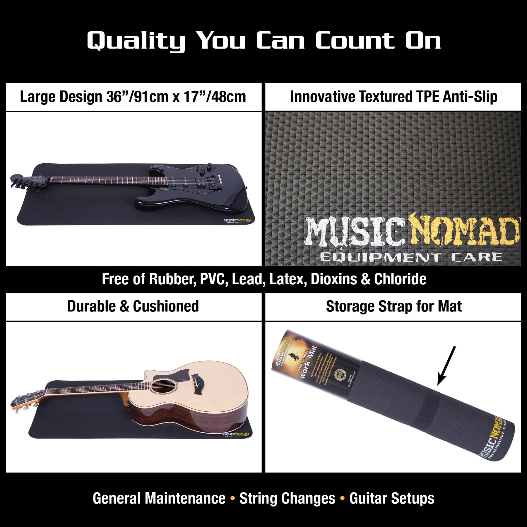 MusicNomad Premium Guitar Work Mat Pad for Repair, String Changing, Setup, Workstation, Bench, 17” x 36” (MN208) 17" x 36" - Image 3