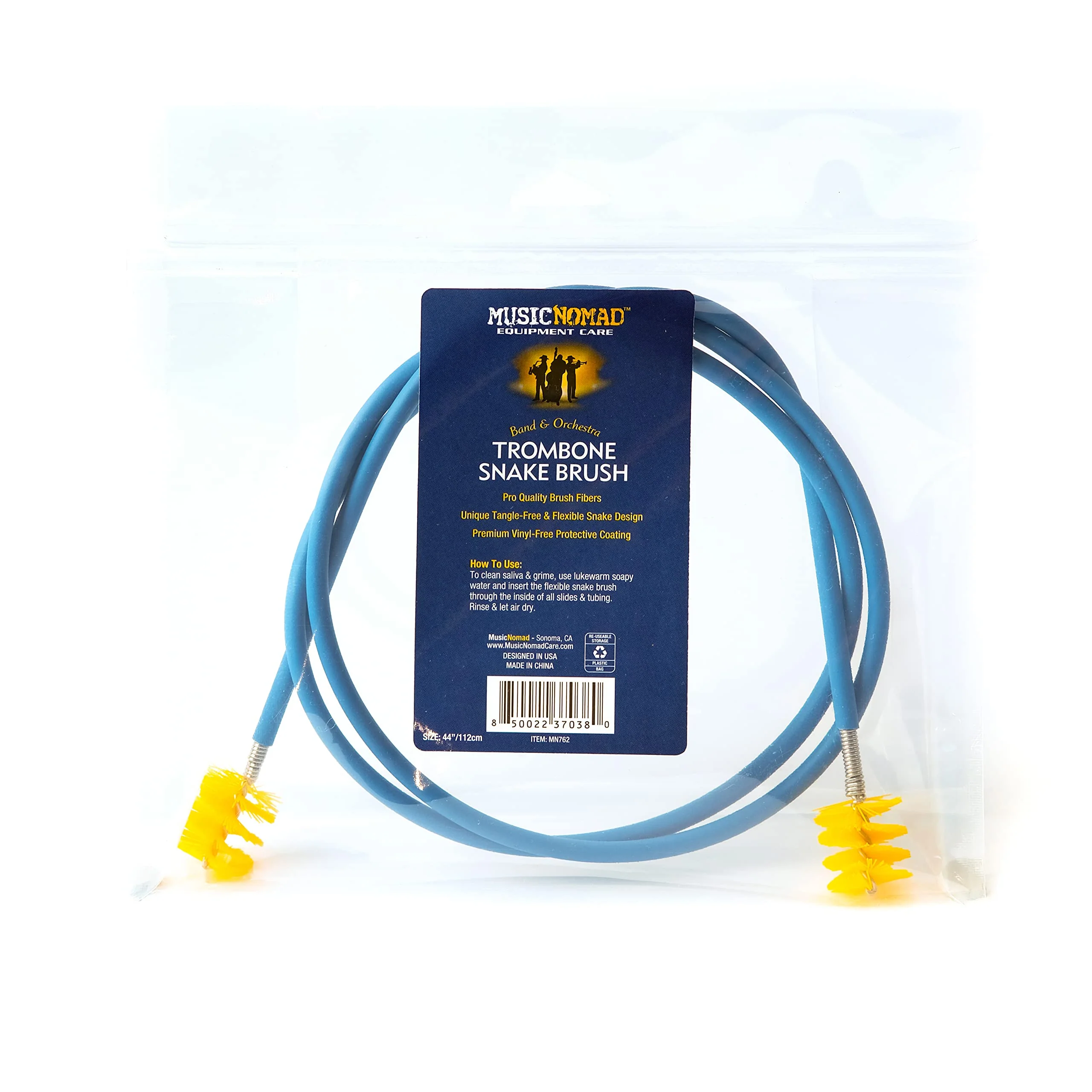 MusicNomad Premium Trombone Snake Cleaning Brush, Vinyl Free, Waterproof, Uncoils Straight (44 in/112cm) (MN762) - Image 6