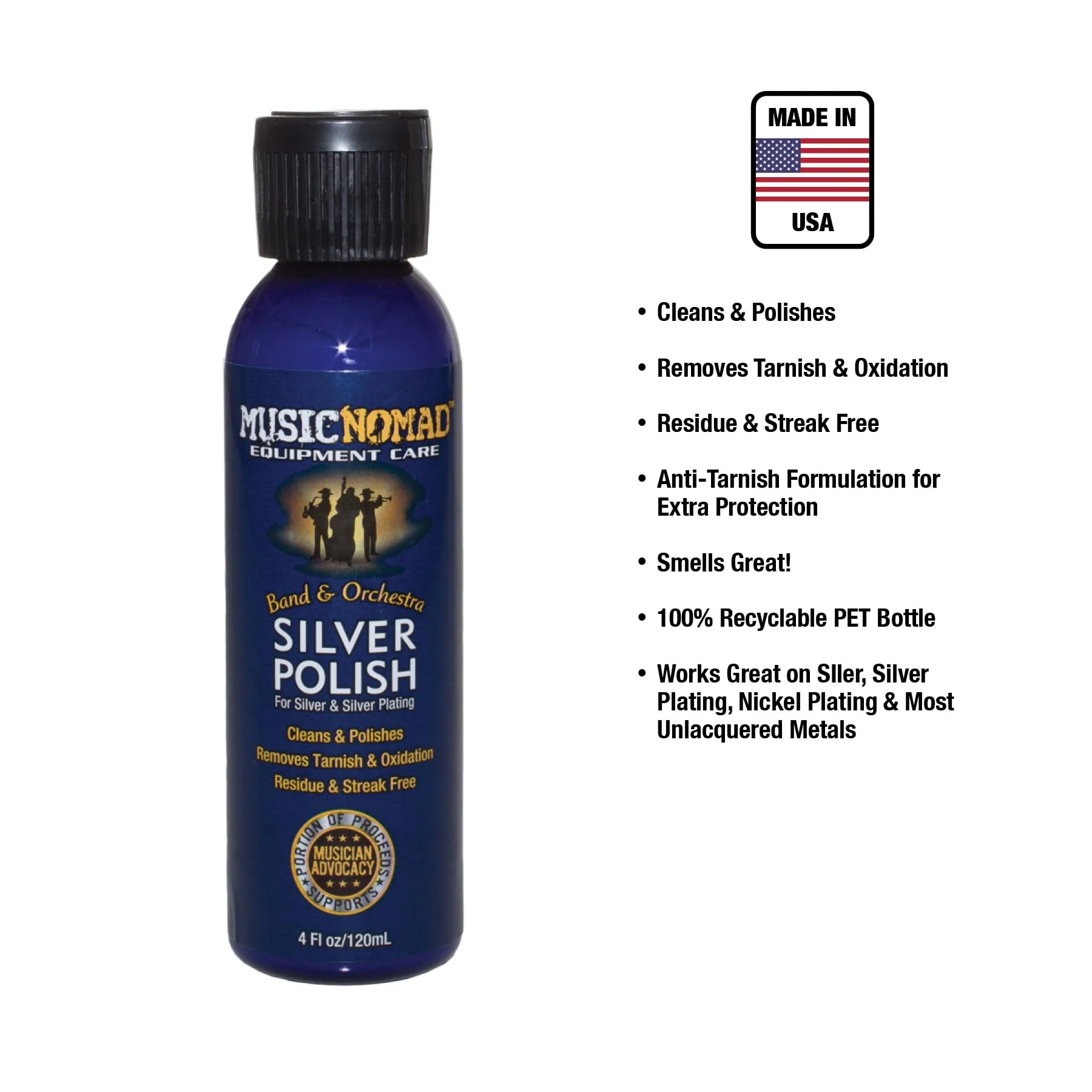 MusicNomad Silver Polish & Cloth Kit for Silver & Silver-Plated Instruments – Trumpet, Trombone, Flute (MN741) - Image 2