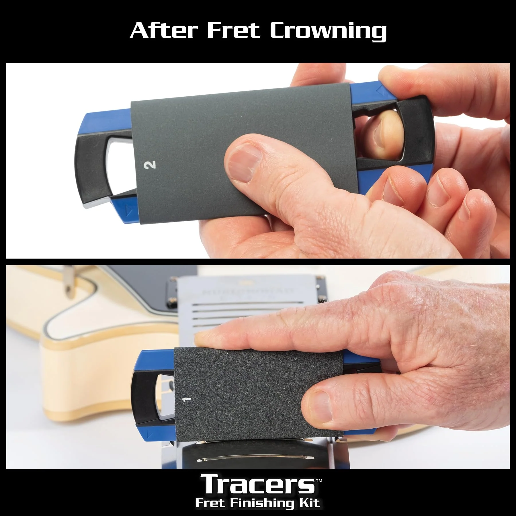 MusicNomad Tracers Fret Erasers 6 pc. Finishing Kit for Sanding, Buffing and Polishing after Fret Crowning, Dressing or Beveling (MN860) - Image 4