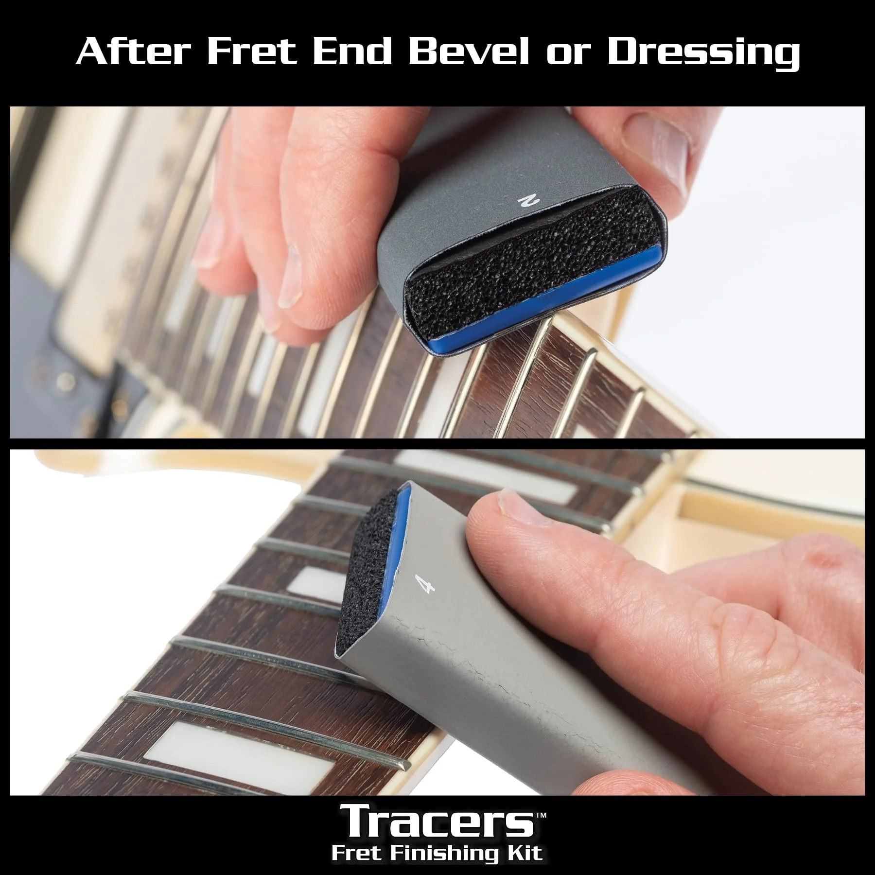 MusicNomad Tracers Fret Erasers 6 pc. Finishing Kit for Sanding, Buffing and Polishing after Fret Crowning, Dressing or Beveling (MN860) - Image 5