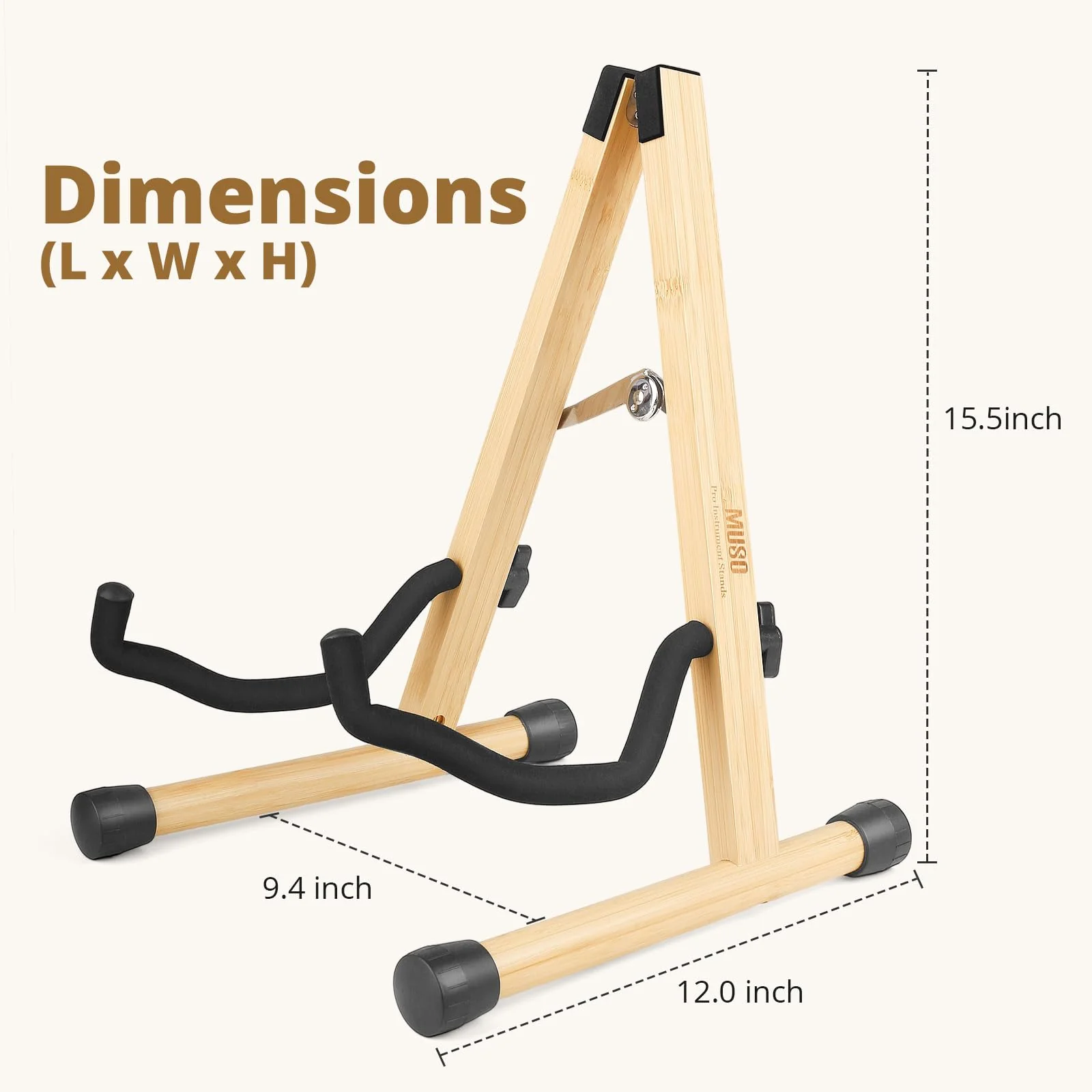 MUSO Guitar Stand,Acoustic Guitar Stand,Wood Classical Electric Guitar Stand,Foldable Bass Guitar Stand,Guitar Accessories also fit Bass,Violin,Ukulele (Bamboo) Bamboo - Image 3