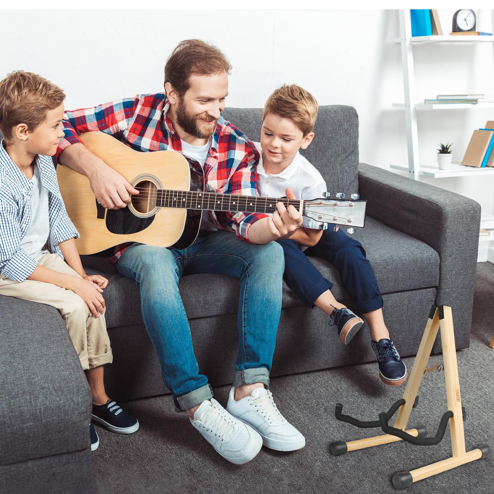 MUSO Guitar Stand,Acoustic Guitar Stand,Wood Classical Electric Guitar Stand,Foldable Bass Guitar Stand,Guitar Accessories also fit Bass,Violin,Ukulele (Bamboo) Bamboo - Image 9