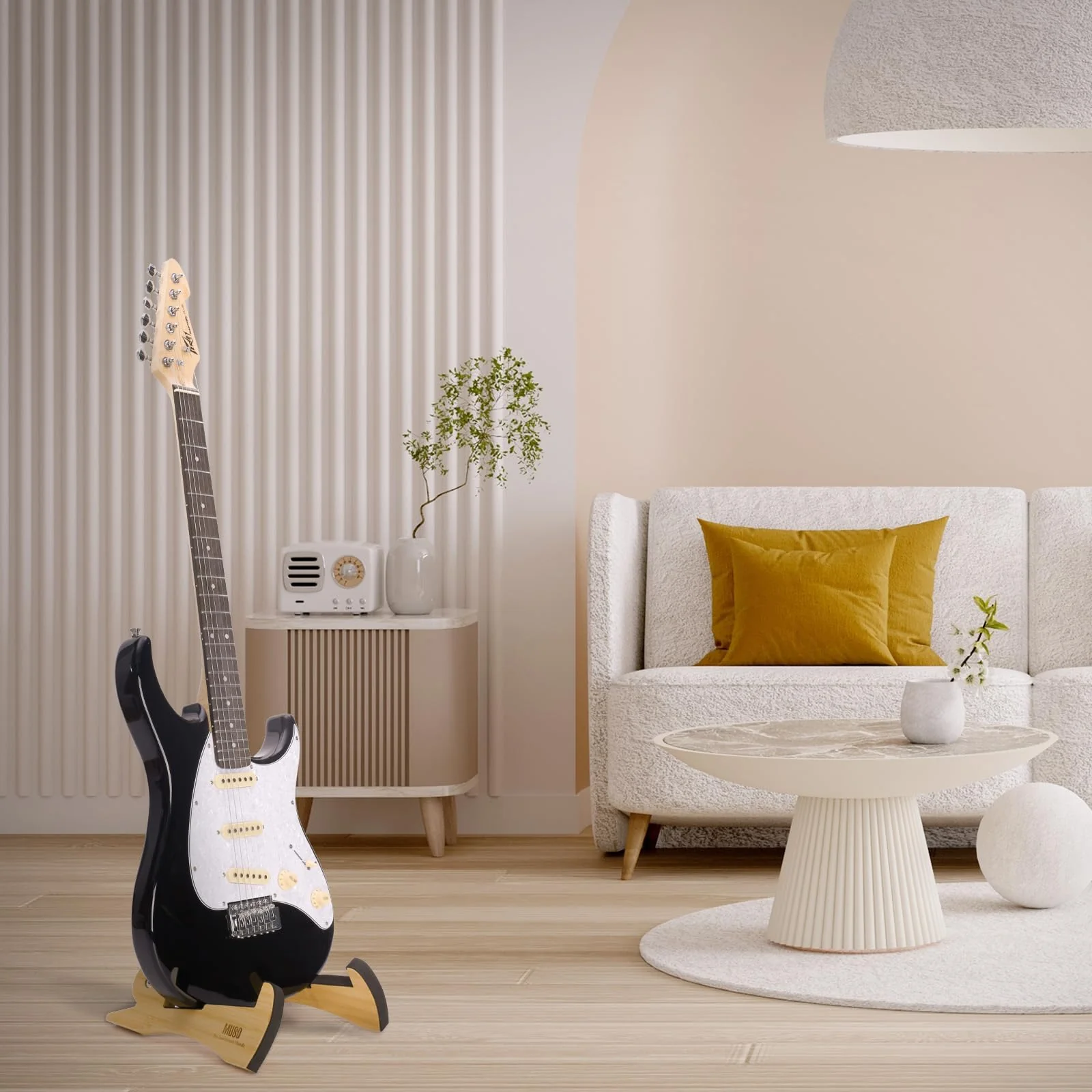 MUSO Guitar Stand Tripod Adjustable Classic Wood Stand Universal for Acoustic and Bass Electric Guitars Folding Floor Travel Stand Small Single Holder Bamboo - Image 7