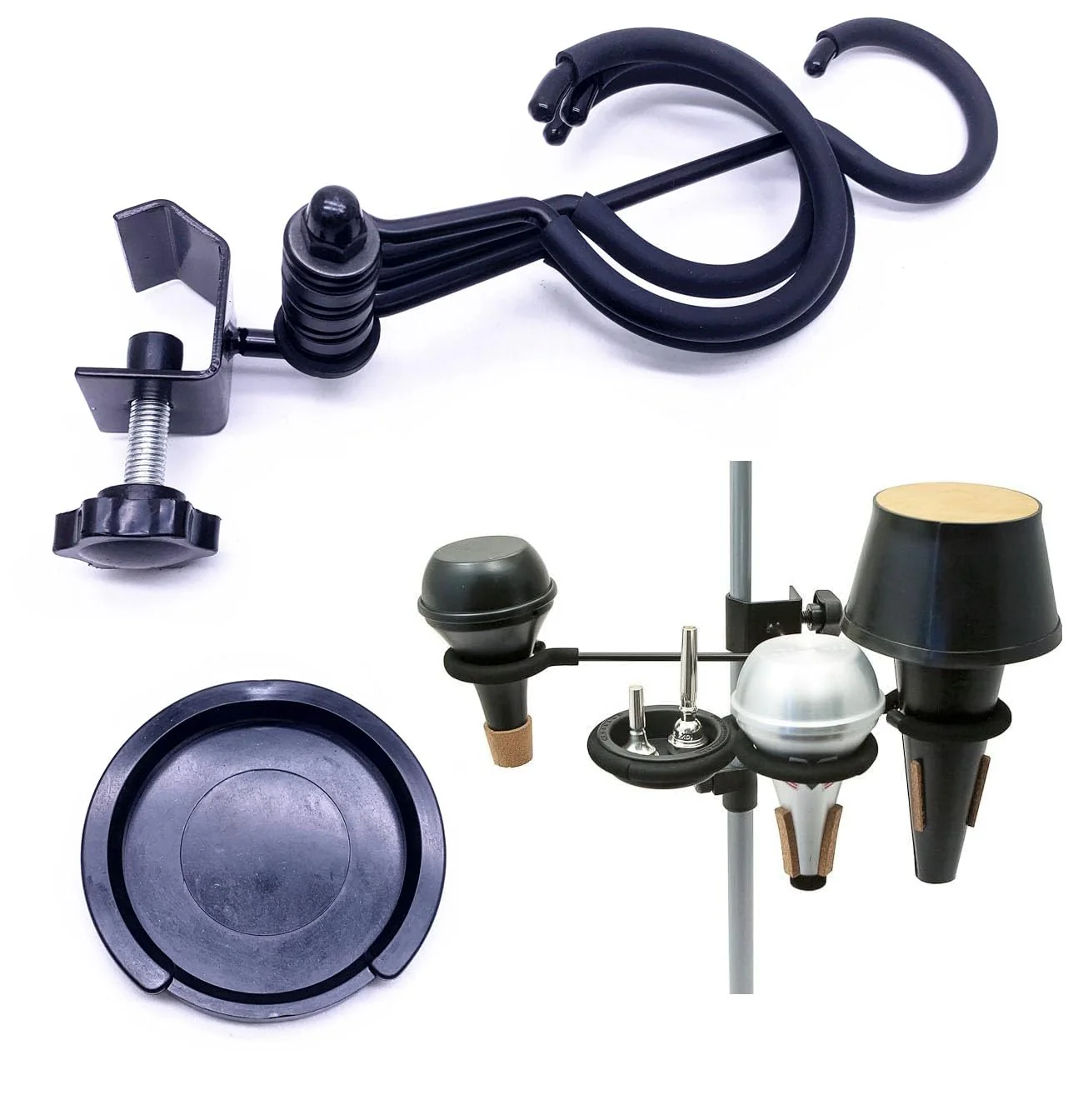 Mute Holder for 4 Mutes Fit for Trumpet, Cornet, French Horn Mutes Clamp Adjustable to 8-30mm Black - Image 3