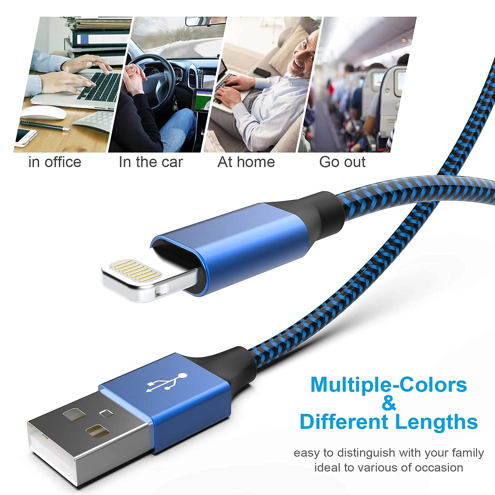 MUXA iPhone Charger [Apple MFi Certified] 6Pack 3/3/6/6/6/10 FT Nylon Braided Fast Charging Lightning Cable Compatible iPhone 13 12 11 Pro Max XS X - Image 6