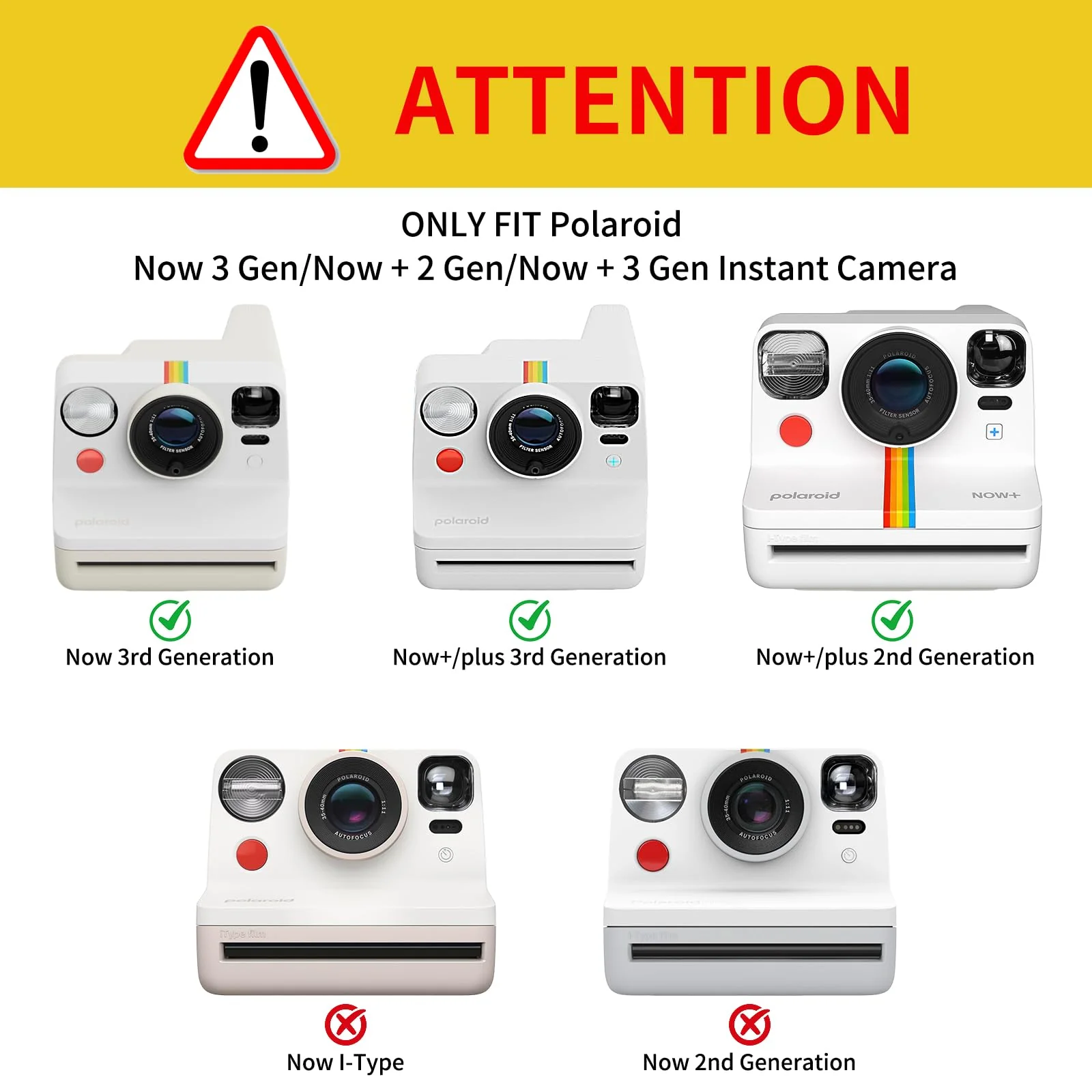 MUZIRI KINOKOO Aluminum Alloy Lens Cap for Polaroid Now 3 Gen/Now + 2/3 Gen Camera, Now 3rd/Now Plus 2nd/3rd Generation Camera Lens Cover in Cushioned Sponge Flocking Layer Inside - Black - Image 2