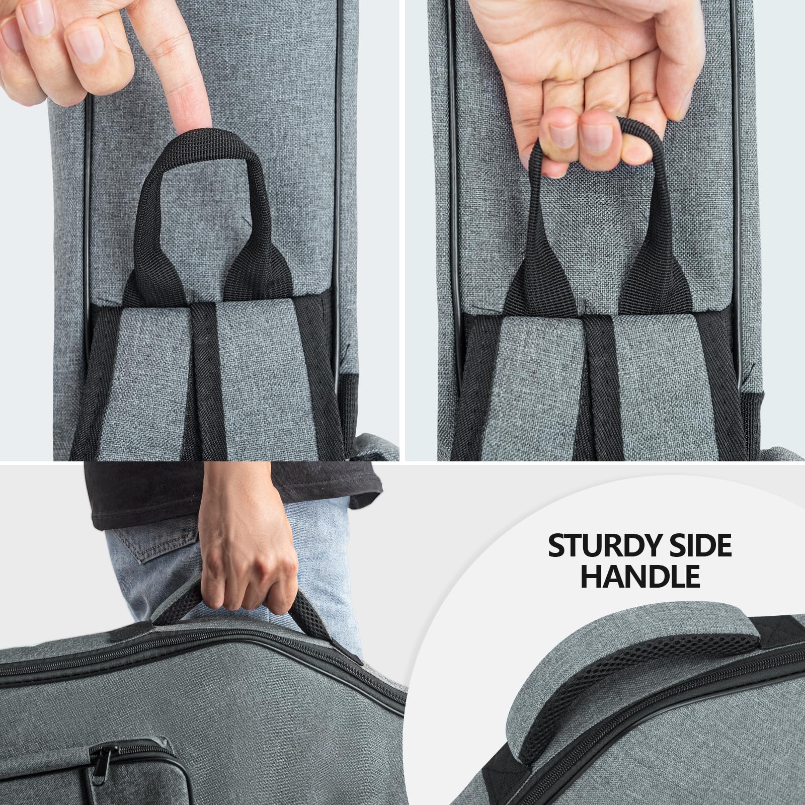 MUZNOTE Bass Guitar Case, Bass Guitar Gig Bag Backpack Electric Bass Guitar Bag Soft 0.45 inch Padding Lightweight with Pockets (Grey) Bass Guitar Bag-10mm - Image 6