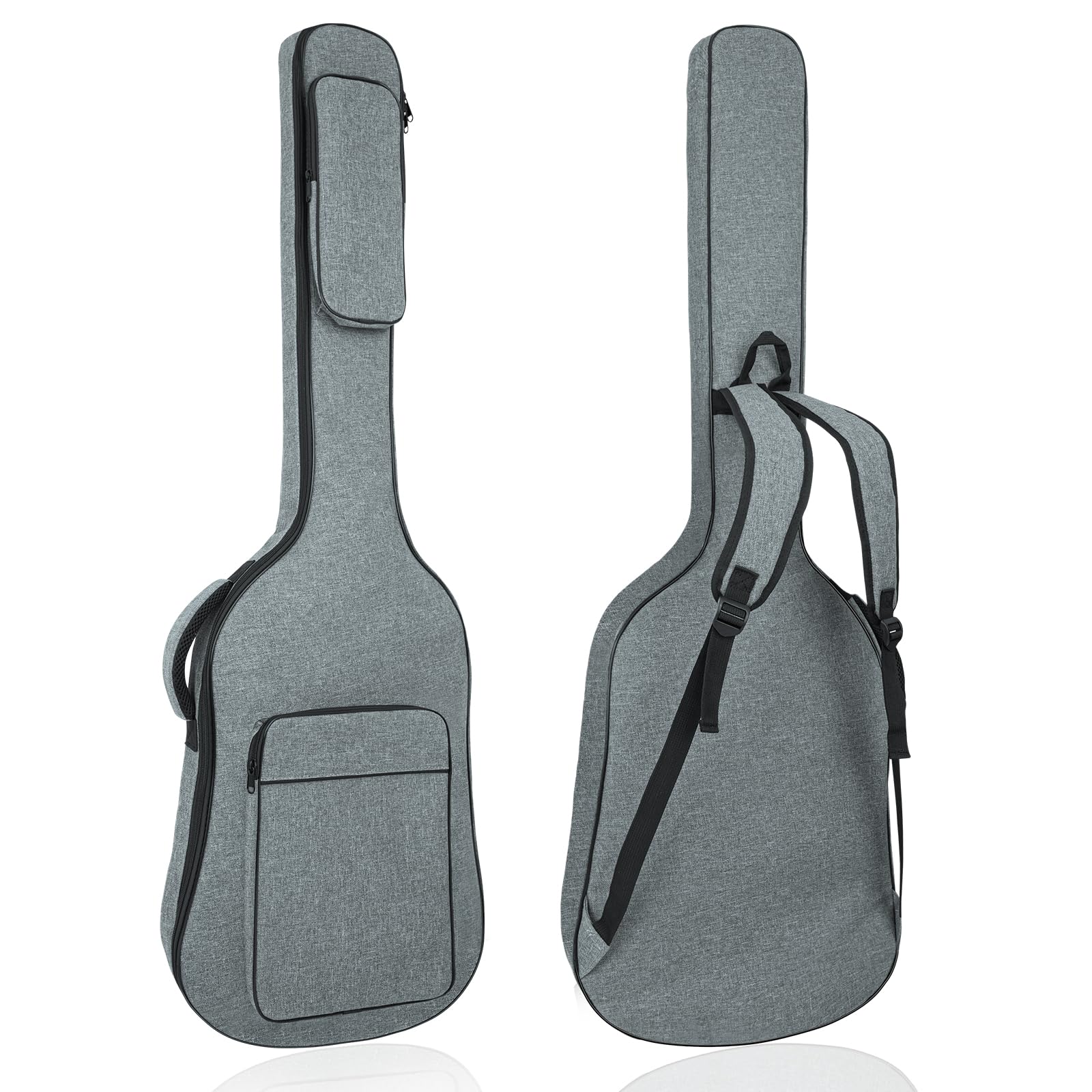 MUZNOTE Bass Guitar Case, Bass Guitar Gig Bag Backpack Electric Bass Guitar Bag Soft 0.45 inch Padding Lightweight with Pockets (Grey) Bass Guitar Bag-10mm - Image 8