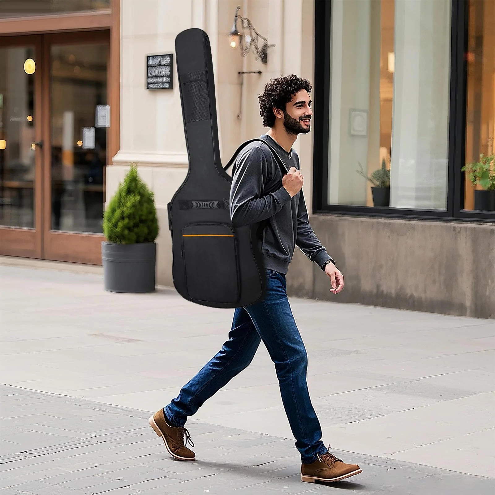 MUZNOTE Bass Guitar Case, Bass Guitar Gig Bag Backpack Padded Bass Guitar Bag Soft 0.35 inch Padding Lightweight Waterproof (Black) - Image 6