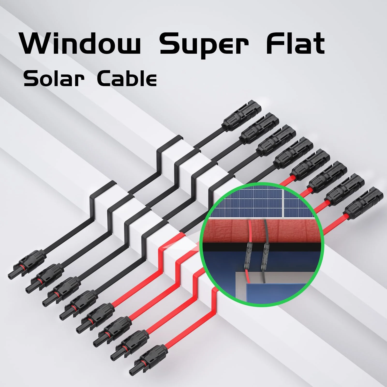 MXRPV Pack of 2 Solar Panel Flat Cable 4 mm², 100 cm Solar Cable Window Feed-Through Flexible PV Flat Cable for Balcony Power Station and Solar Power Station 100cm-2 Stück - Image 4
