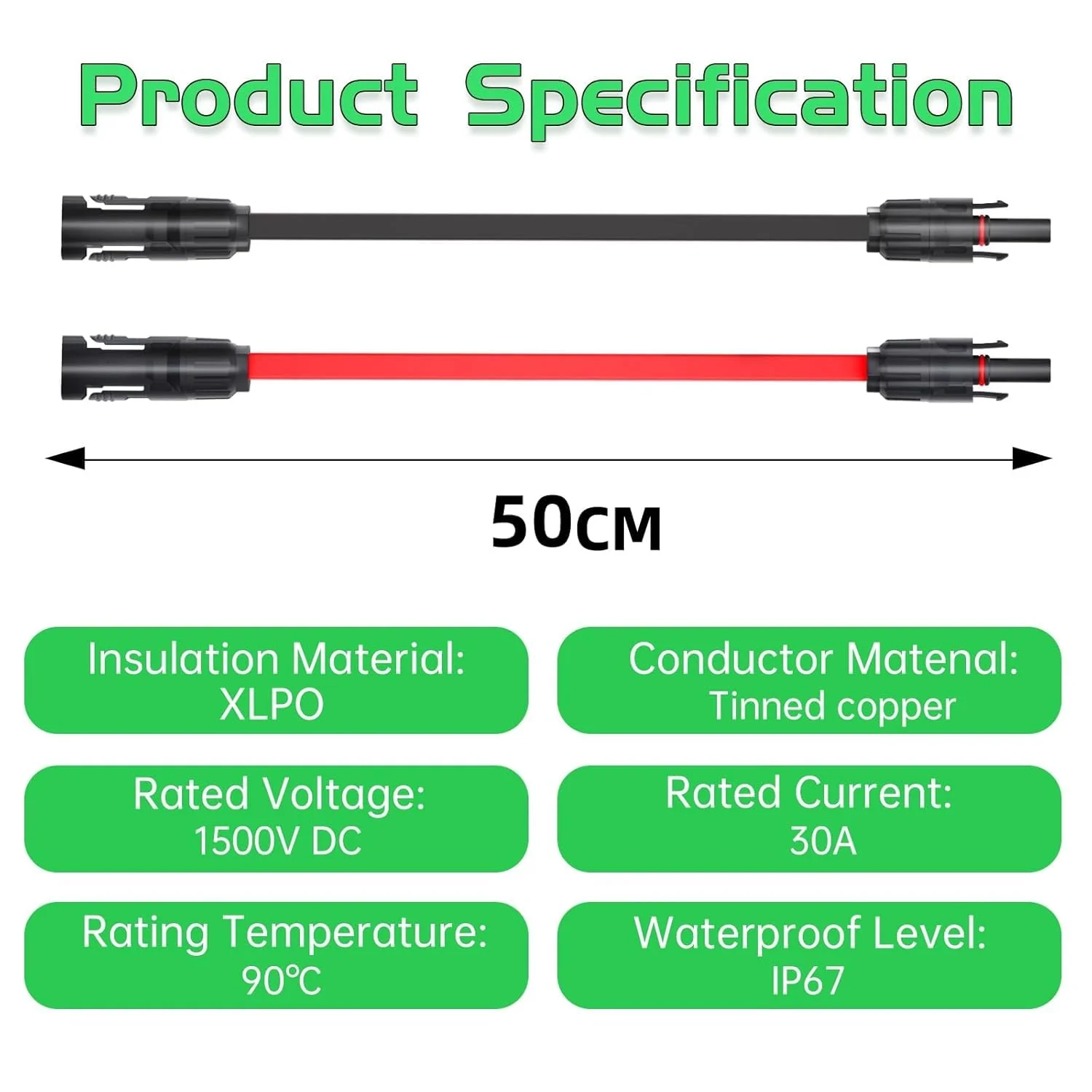 MXRPV Pack of 2 Solar Panel Flat Cable 4 mm², 100 cm Solar Cable Window Feed-Through Flexible PV Flat Cable for Balcony Power Station and Solar Power Station 100cm-2 Stück - Image 6