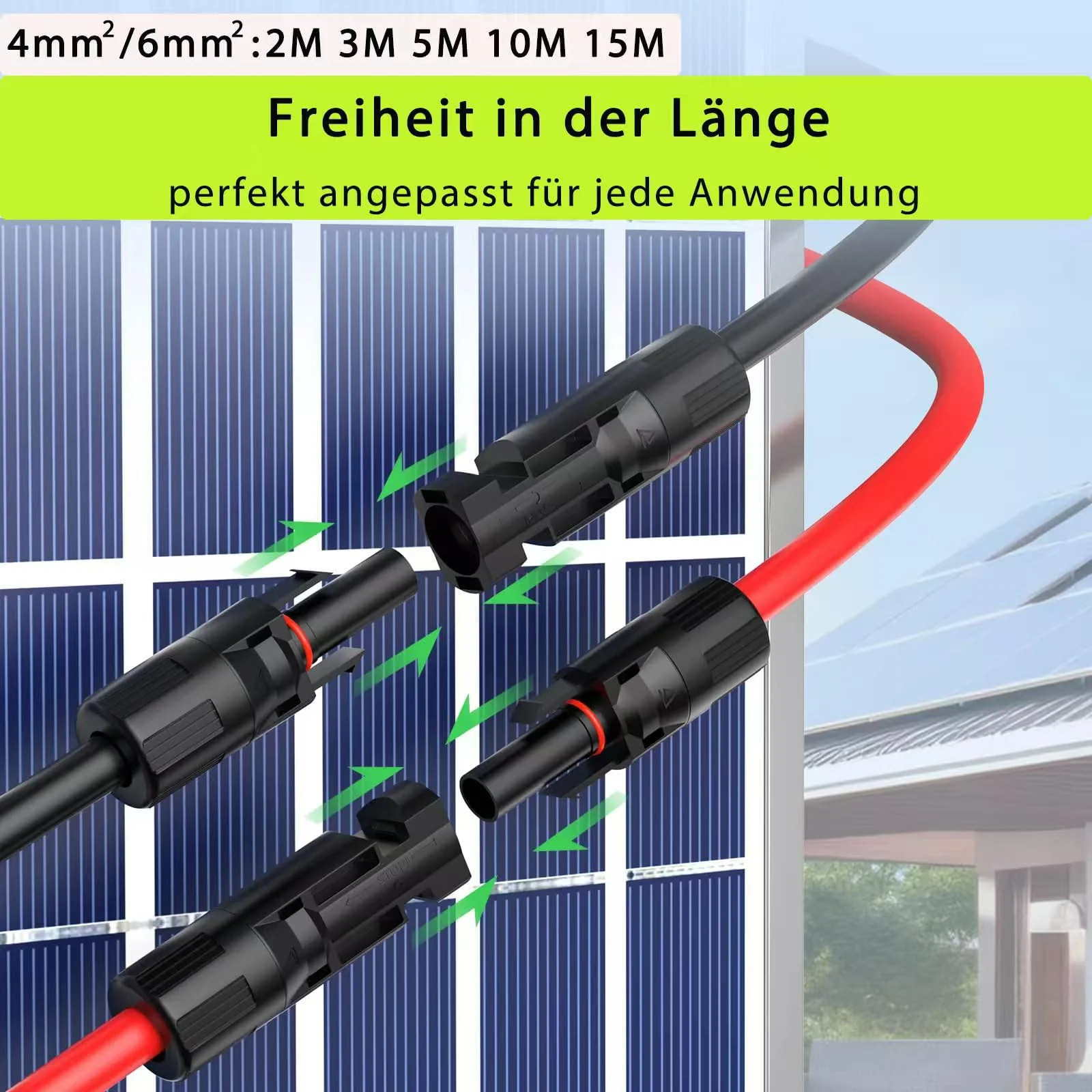 MXRPV Solar Cable 4 mm²/6 mm², Solar Cable Extension 2/3/5/10/15 m, Tool-Free Solar Extension Cable, PV Cable (6 mm², 5 m) 6mm²5m - Image 3