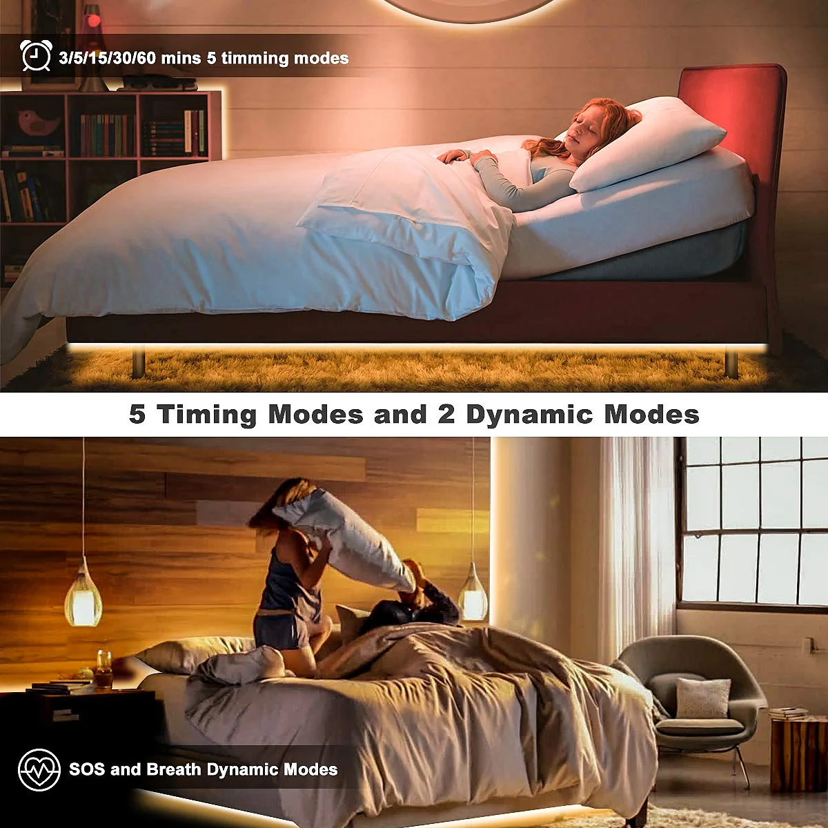 MY BEAUTY LIGHT LED Strip Lights Warm White,32.8ft Dimmable LED Light Strip with RF Remote,600 Bright 3000K 2835 LEDs,Plug-in Adhesive Rope Lights with Timing Mode for Living Room Bedroom Kitchen 32.8ft - Image 5
