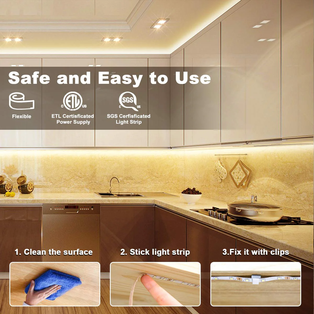 MY BEAUTY LIGHT LED Strip Lights Warm White,32.8ft Dimmable LED Light Strip with RF Remote,600 Bright 3000K 2835 LEDs,Plug-in Adhesive Rope Lights with Timing Mode for Living Room Bedroom Kitchen 32.8ft - Image 6