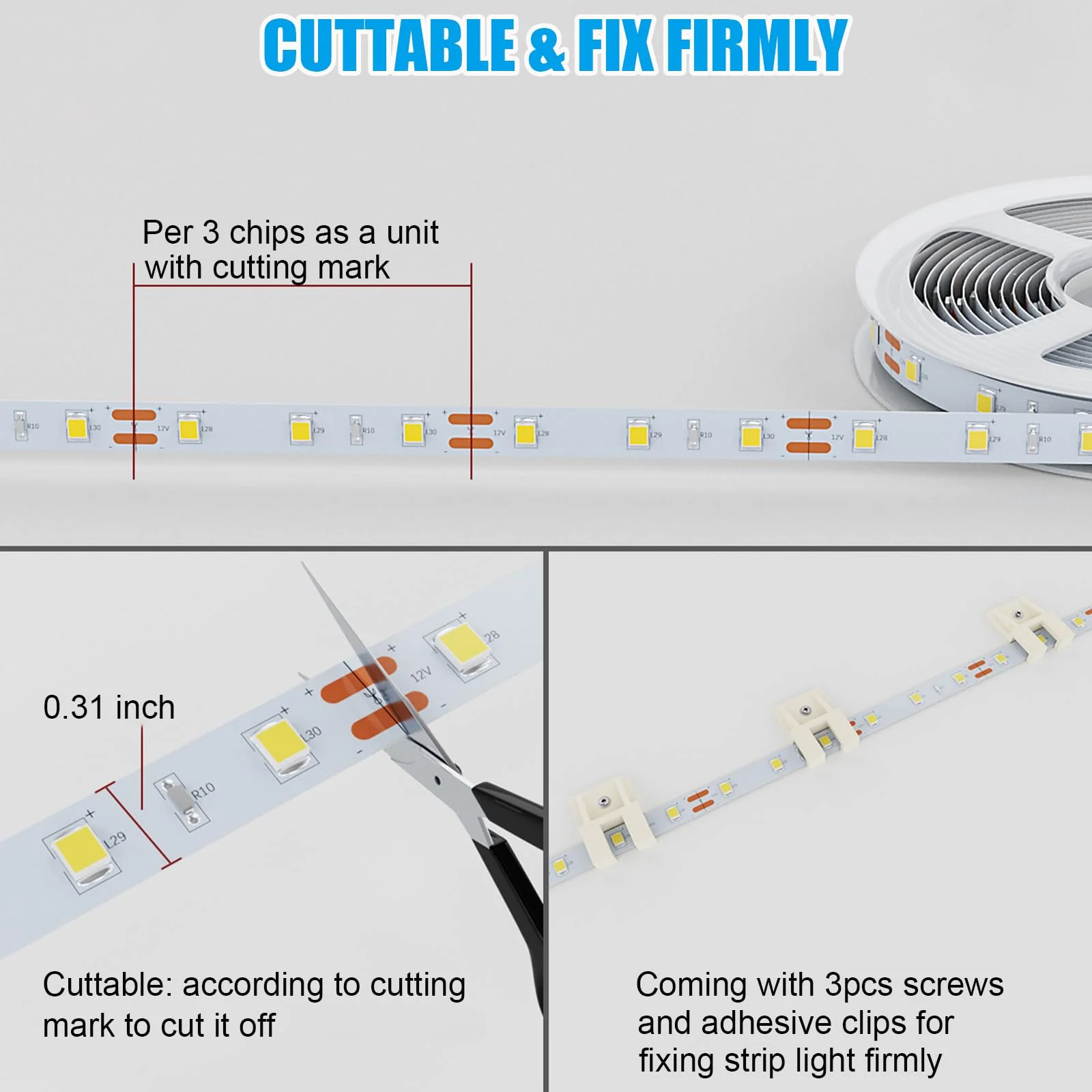 MY BEAUTY LIGHT Motion Activated LED Strip Lights, 16.4ft LED Light Strip with Day or Night 2 Lighting Modes, 3 Timing Off Modes, Bright White 12v Plug-in LED Rope Lights for Under Cabinet, Kitchen - Image 5