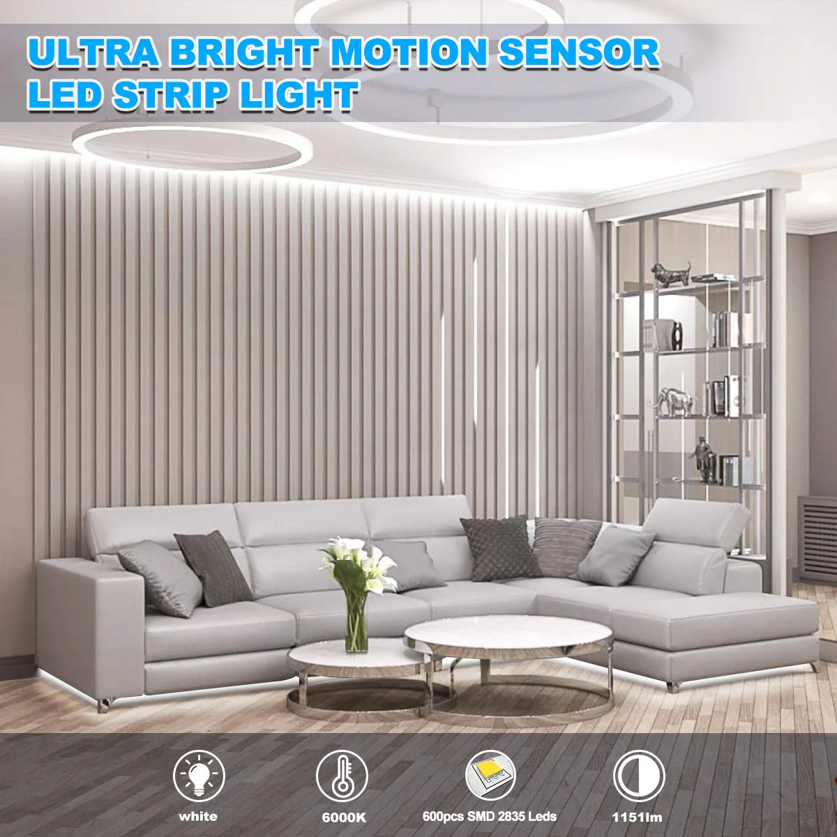 MY BEAUTY LIGHT Motion Activated LED Strip Lights, 32.8ft LED Light Strip with Day or Night 2 Lighting Modes,3 Timing Off Modes,Bright White 12v Plug-in LED Rope Lights for Bedroom,Kitchen,Stair,Room - Image 2