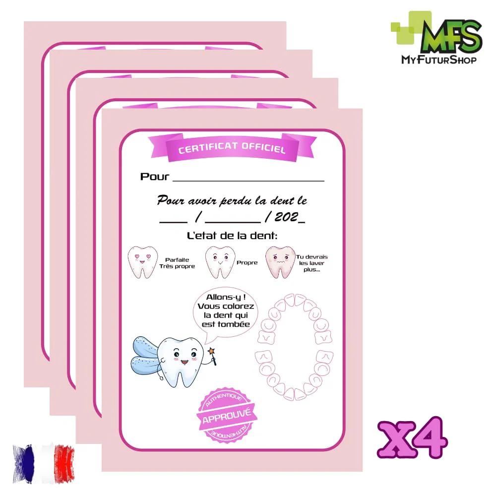 Myfuturshop® Magic Tooth Fairy Door, Box for Teeth, Ladder and 4 Tooth Certificates, French Version, Unique Gift for Boys and Girls, Wake Up the Magic (Pink) Pink - Image 4