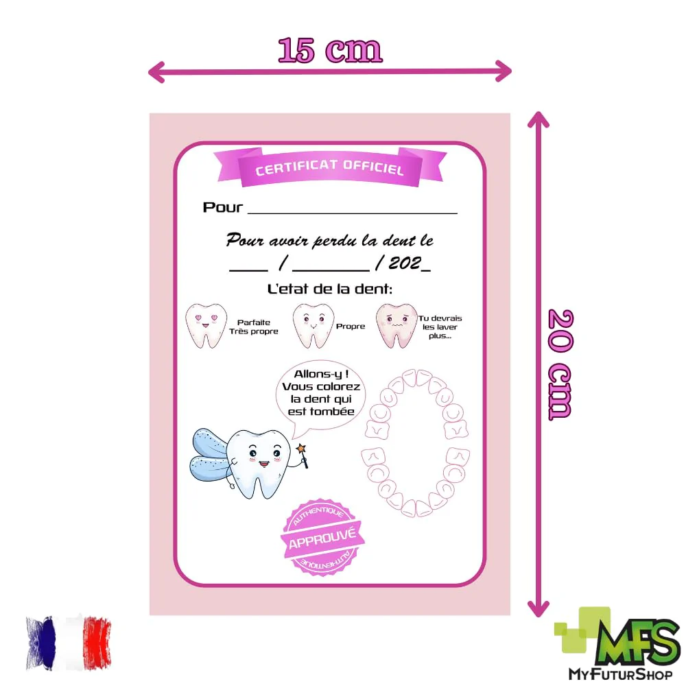 Myfuturshop® Magic Tooth Fairy Door, Box for Teeth, Ladder and 4 Tooth Certificates, French Version, Unique Gift for Boys and Girls, Wake Up the Magic (Pink) Pink - Image 6