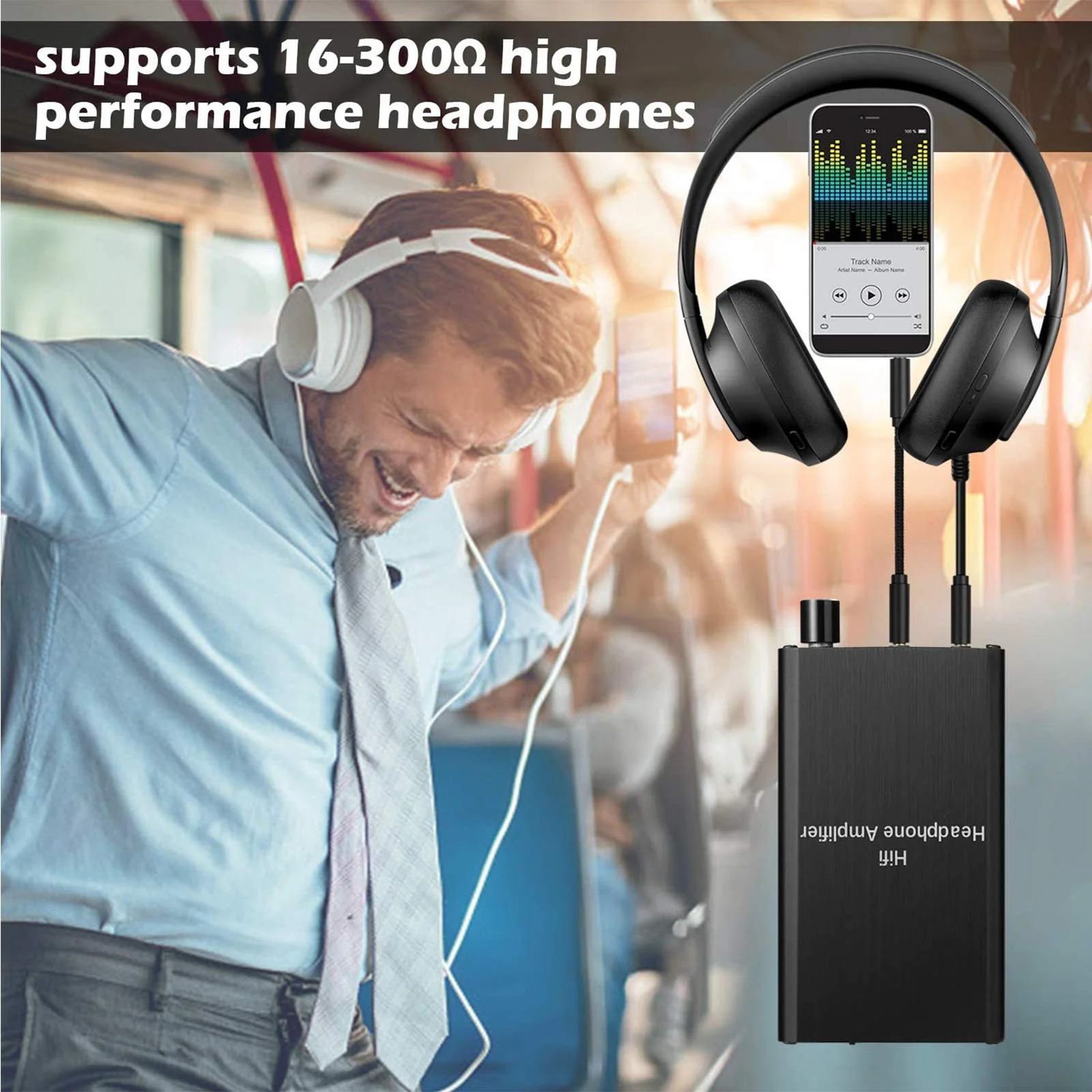 MYPIN Headphone Amplifier, Portable HiFi Headphone Amp 3.5mm Stereo Audio Gain Switch Support Impedance 16-300Ω Headset for MP3/MP4 /Phones/Digital Players/Computers/Xbox one,PS4,PS5 Controller - Image 3
