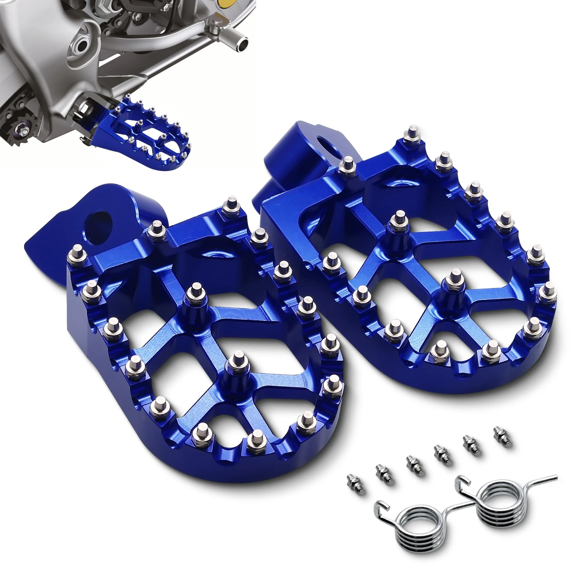 MZS Dirt Bike Foot Pegs, CNC Motocross Footpeg MX Footrest Rest Pedal Blue Compatible with YZ65 YZ85 YZ125 YZ250 YZ250F YZ125X YZ250X YZ426F YZ450F YZ450FX YZ250FX WR250F WR450F YZ 65/85/125/250/250F/250X/426F/450F, WR 250F/450F - Image 8