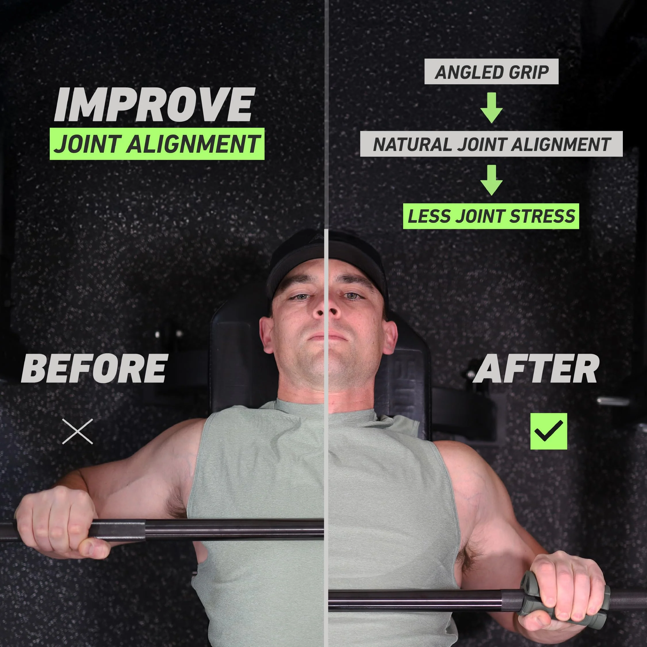 N-Gage Grips – Patented Angled Barbell Thick Grips for Joint Support & Muscle Activation – Ergonomic Bar Attachments for Strength Training - Gym Accessories Manufactured in the USA (1 Pair) EZ (The Smaller Grips) - Image 2