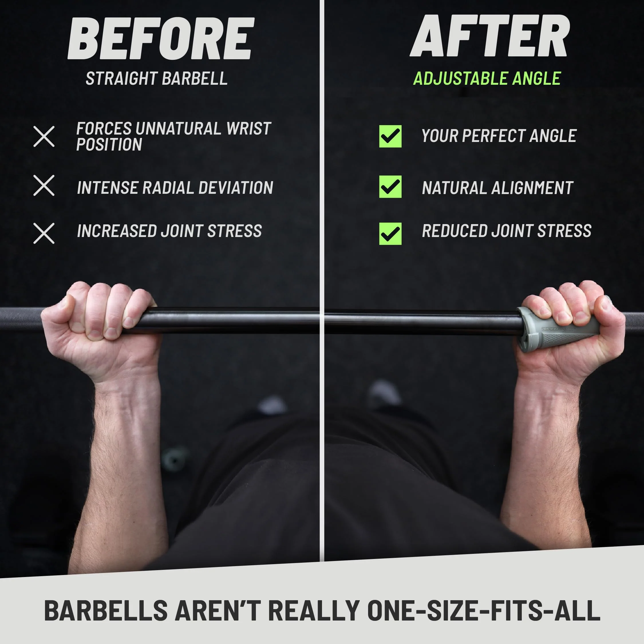 N-Gage Grips – Patented Angled Barbell Thick Grips for Joint Support & Muscle Activation – Ergonomic Bar Attachments for Strength Training - Gym Accessories Manufactured in the USA (1 Pair) EZ (The Smaller Grips) - Image 3