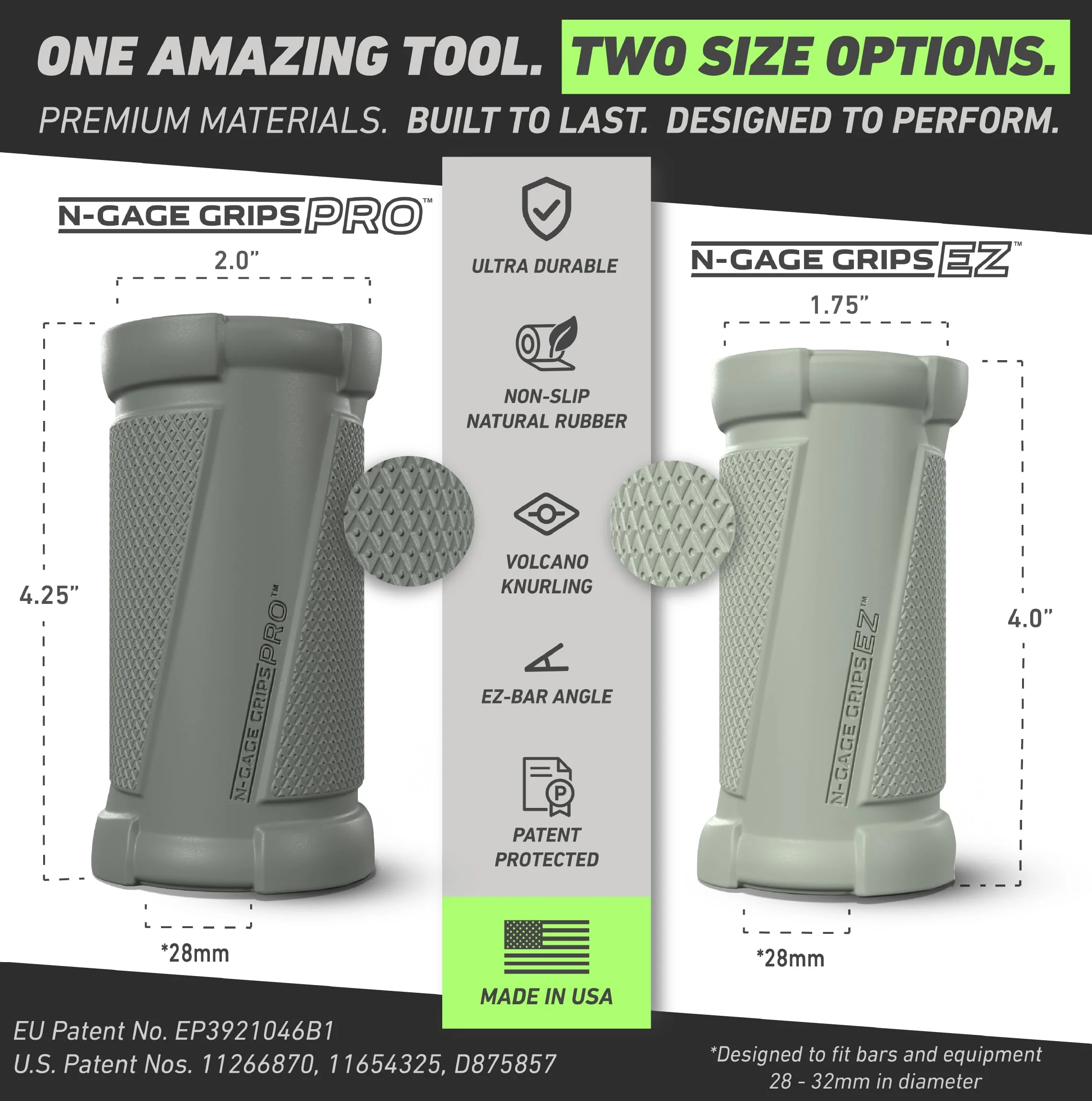 N-Gage Grips – Patented Angled Barbell Thick Grips for Joint Support & Muscle Activation – Ergonomic Bar Attachments for Strength Training - Gym Accessories Manufactured in the USA (1 Pair) EZ (The Smaller Grips) - Image 6