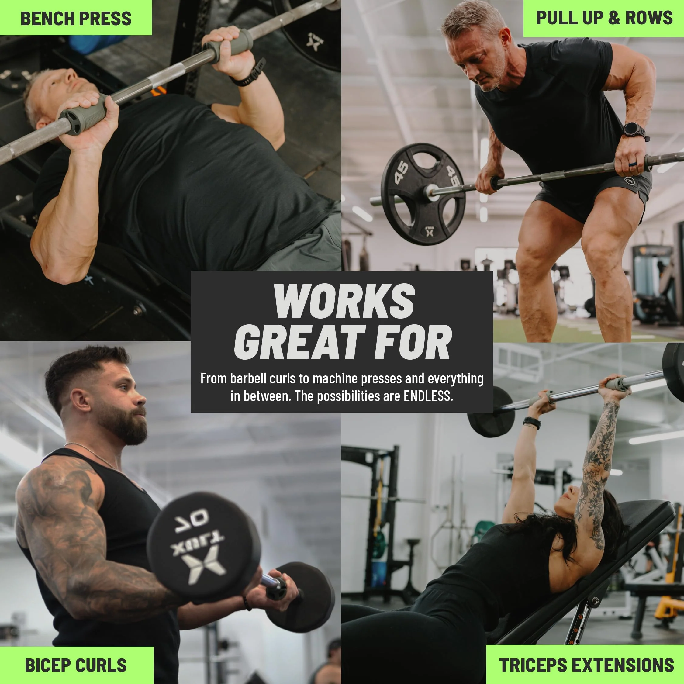 N-Gage Grips – Patented Angled Barbell Thick Grips for Joint Support & Muscle Activation – Ergonomic Bar Attachments for Strength Training - Gym Accessories Manufactured in the USA (1 Pair) EZ (The Smaller Grips) - Image 8