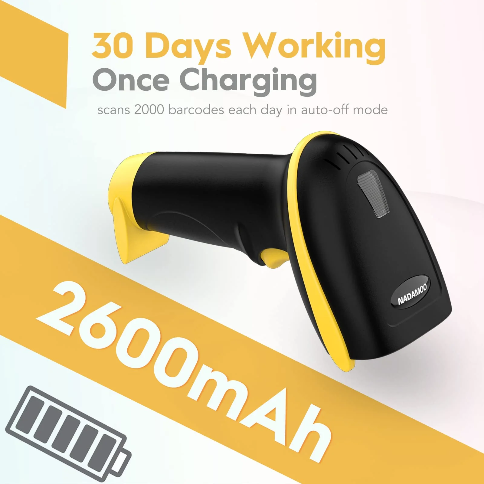NADAMOO Wireless Barcode Scanner Compatible with Bluetooth, Handheld USB 1D Cordless Laser Bar Code Reader for Inventory, Work with Windows/Mac OS/Linux Computer, Made for iPhone, iPad, and Android - Image 4