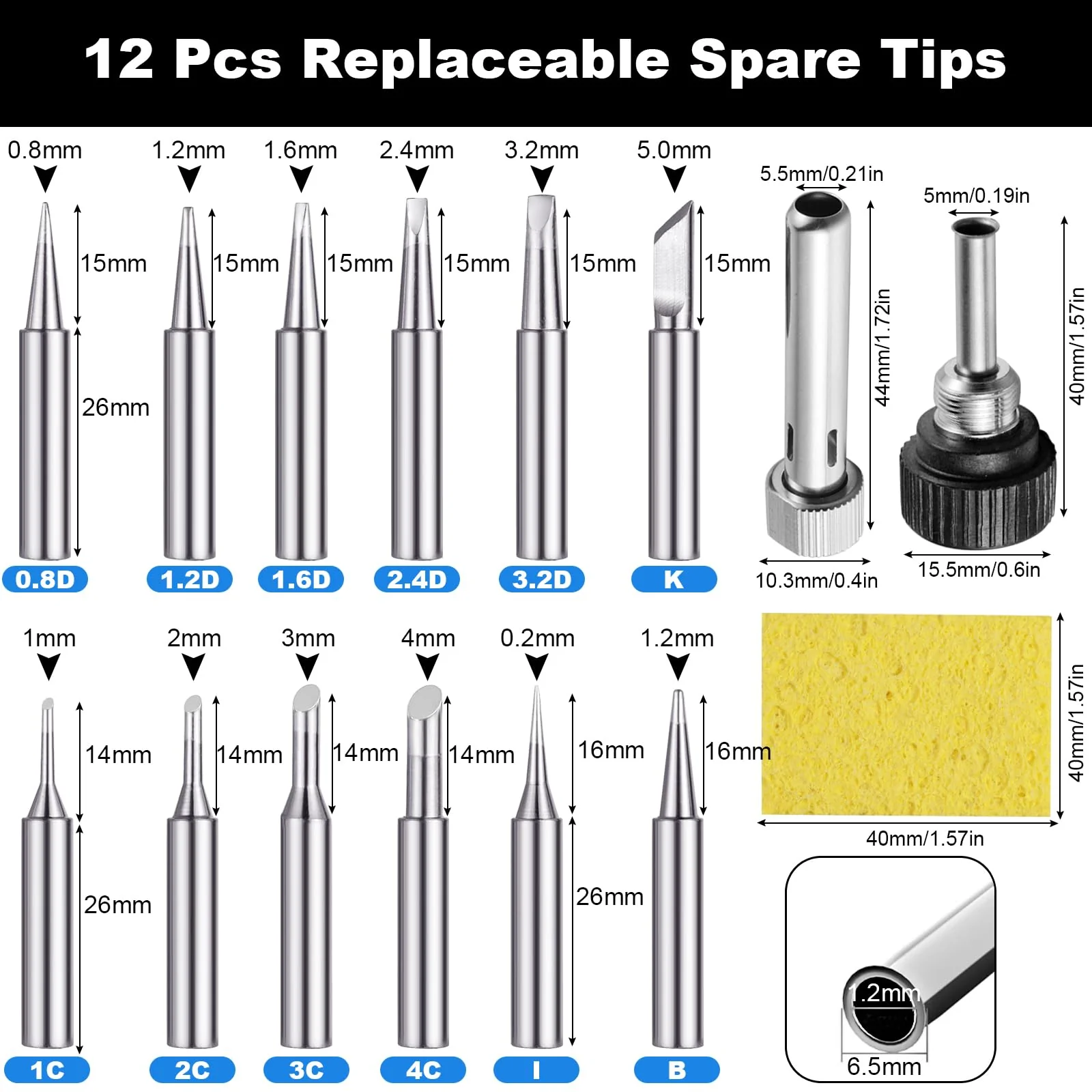 Nadinsta ET Soldering Tips Set Replacement Soldering Tip ETS ETA ETB ETD Replacement Pack of 12 - Image 2