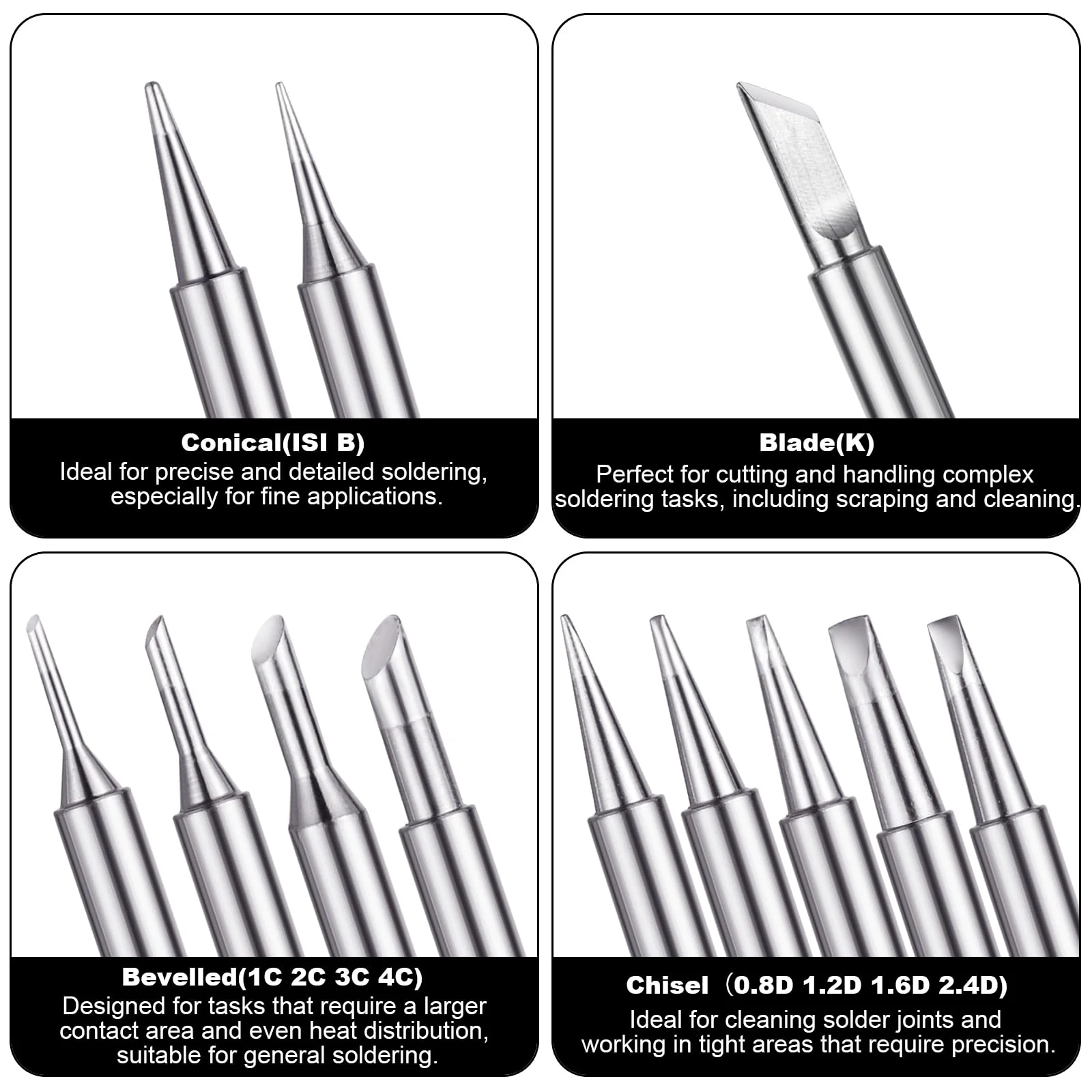 Nadinsta ET Soldering Tips Set Replacement Soldering Tip ETS ETA ETB ETD Replacement Pack of 12 - Image 3