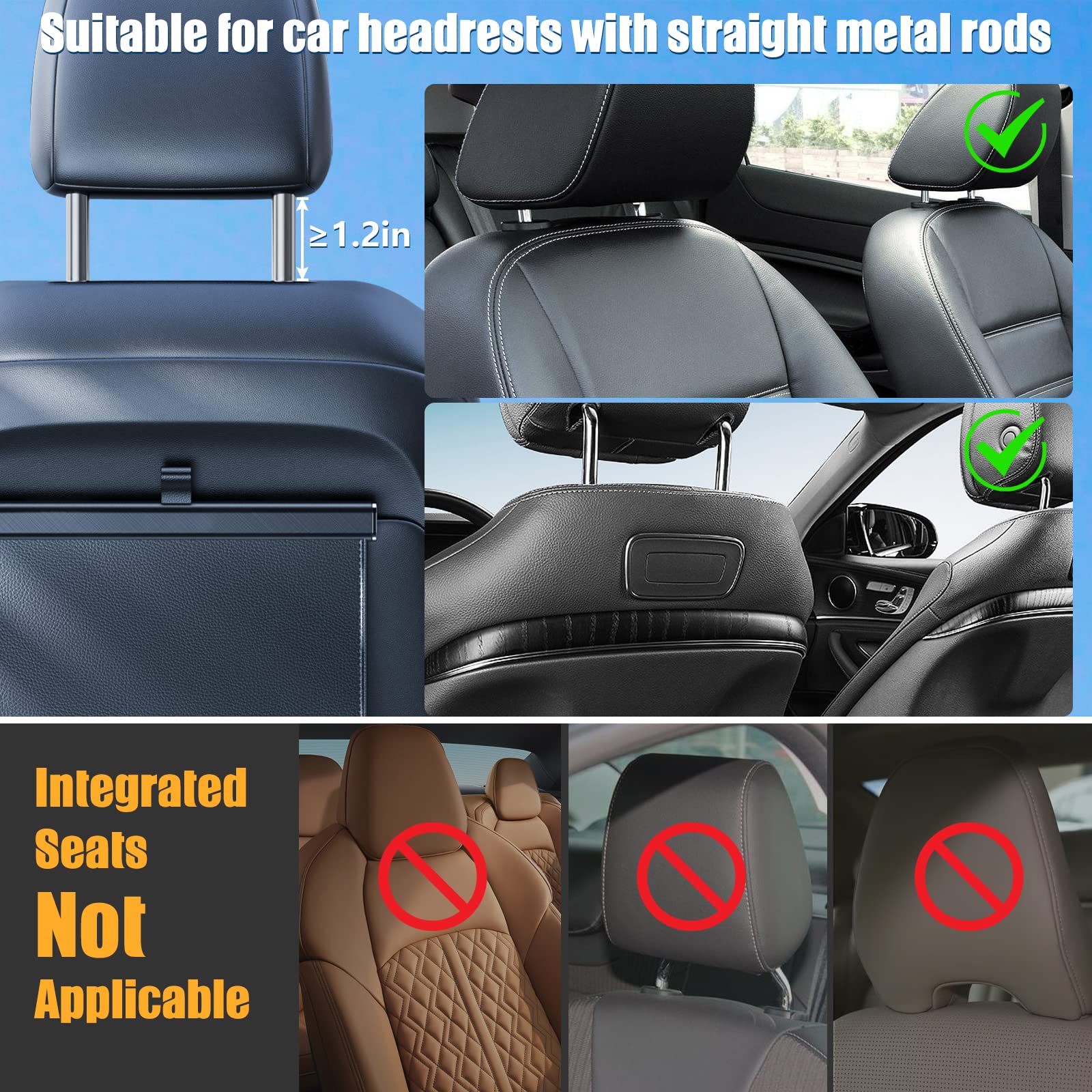 najiaxiaowu Headrest Tablet Holder for Car,ipad Headrest Mount for Car Fits for 5.5-10.2 Inch Phones/Tablet/ipad Car Tablet Holder with 360° Rotating Adjustable Road Trip Essentials for Kids,Black - Image 5
