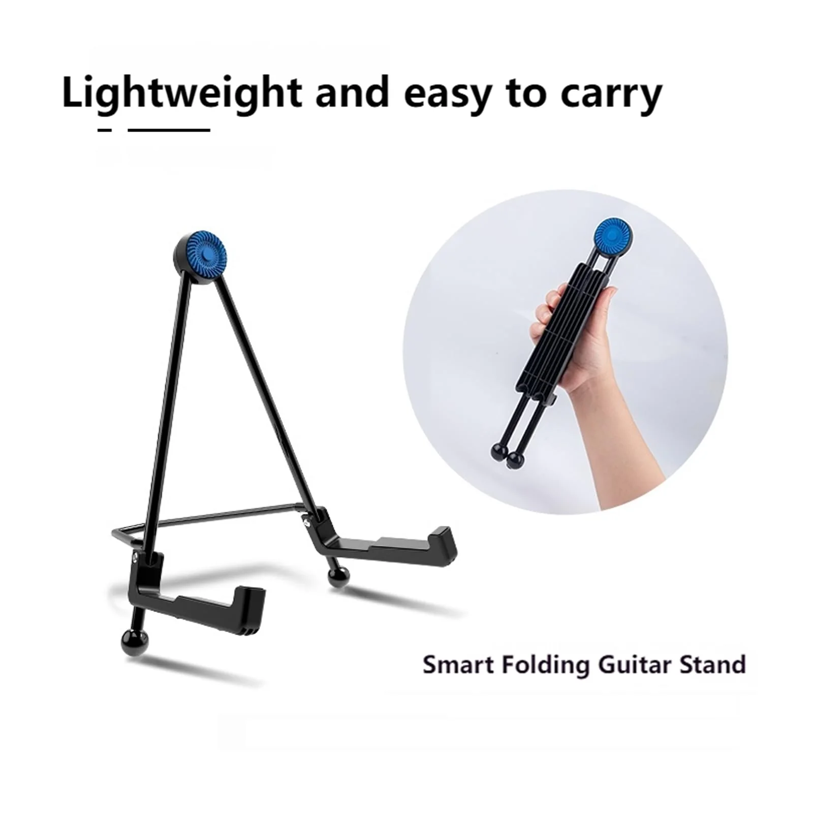 nalu Upgraded Foldable Guitar Stand, A-Frame Metal Folding Holder – Portable & Durable Floor Tripod for Acoustic/Electric Guitar, Bass, Banjour (Large) Large - Image 4