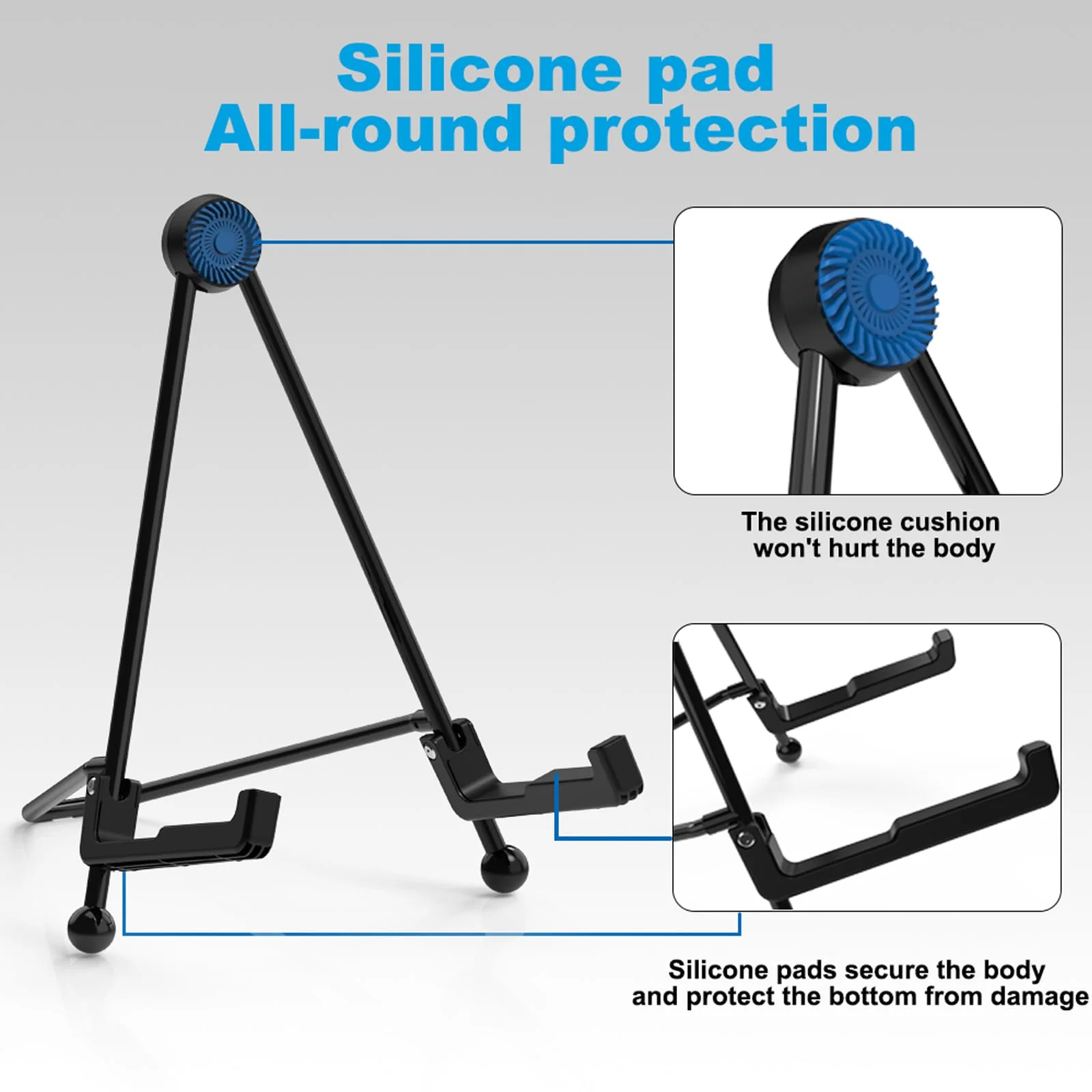 nalu Upgraded Foldable Guitar Stand, A-Frame Metal Folding Holder – Portable & Durable Floor Tripod for Acoustic/Electric Guitar, Bass, Banjour (Large) Large - Image 5