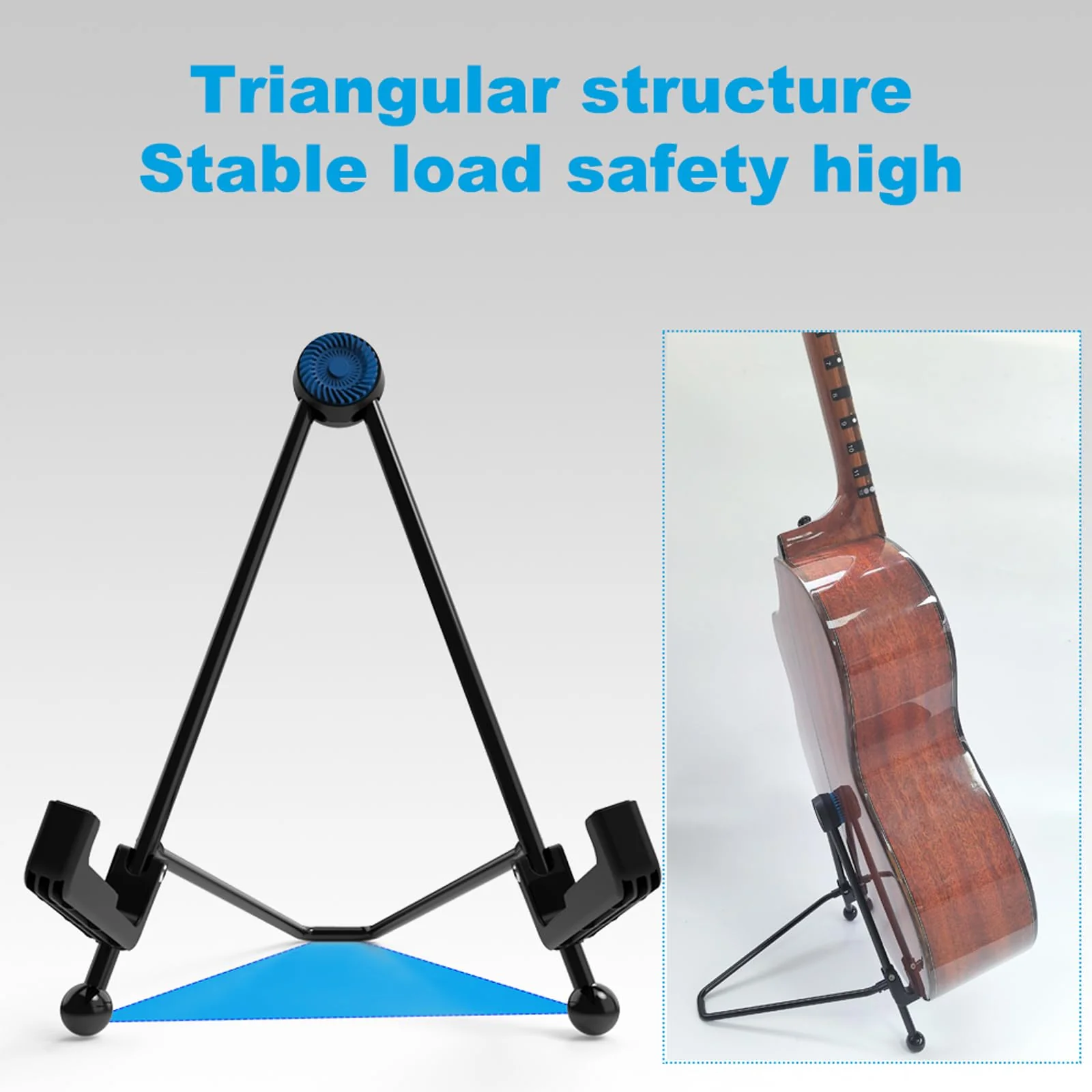 nalu Upgraded Foldable Guitar Stand, A-Frame Metal Folding Holder – Portable & Durable Floor Tripod for Acoustic/Electric Guitar, Bass, Banjour (Large) Large - Image 6