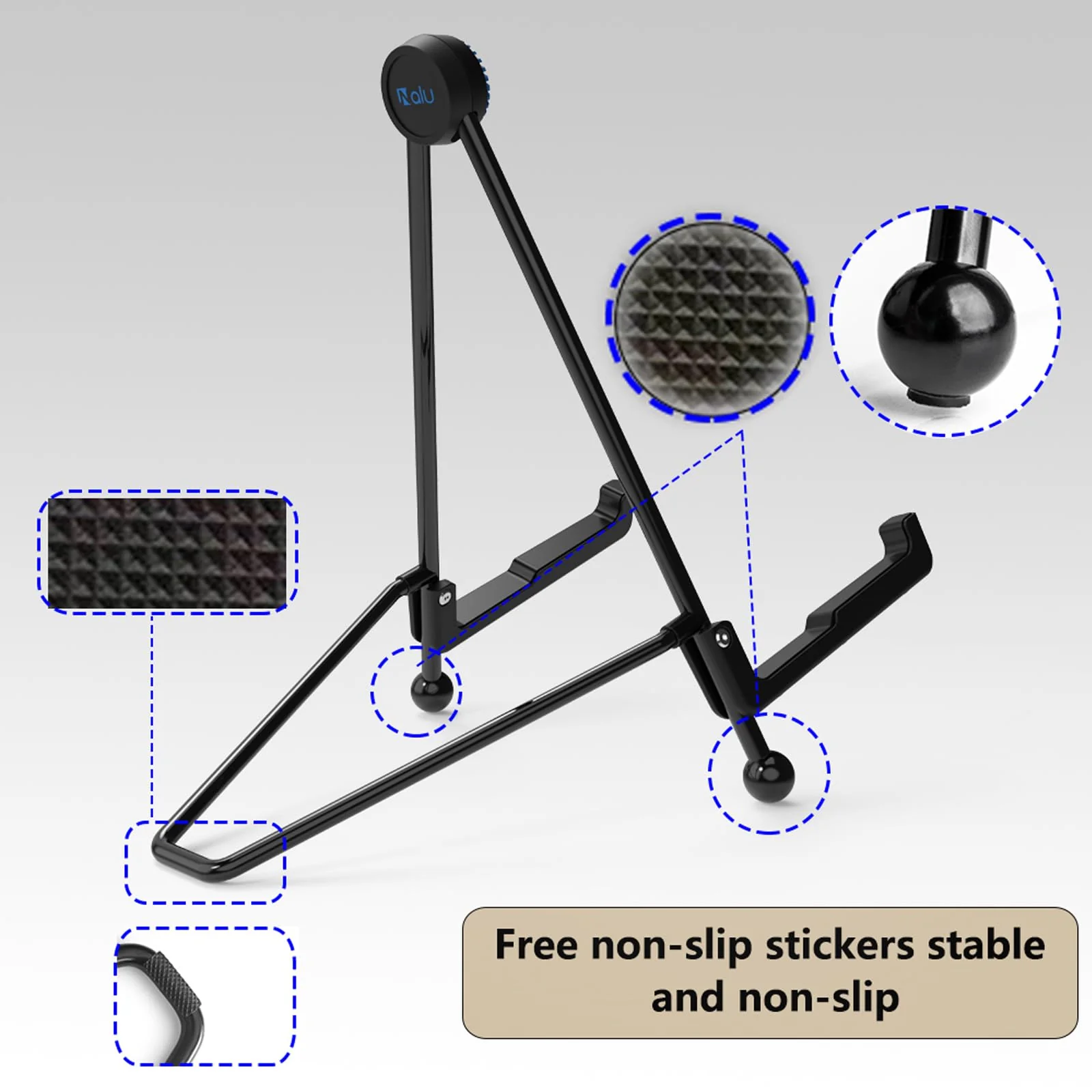 nalu Upgraded Foldable Guitar Stand, A-Frame Metal Folding Holder – Portable & Durable Floor Tripod for Acoustic/Electric Guitar, Bass, Banjour (Large) Large - Image 7