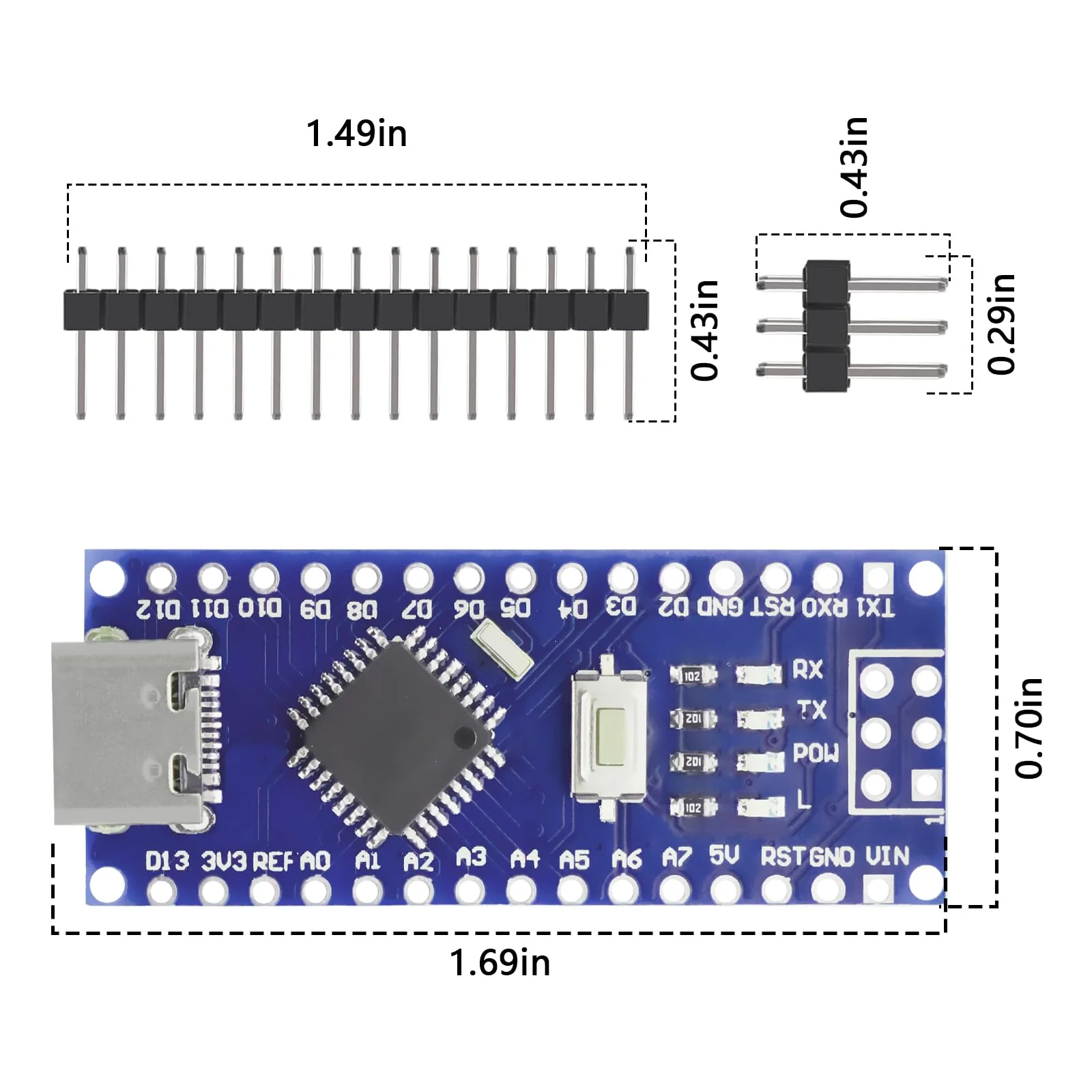 Nano Module with CH340 Microchip, 5 V/16 MHz Nano Board, Compatible with Arduino IDE (Type C Port) 3 PCS Type C port - Image 4