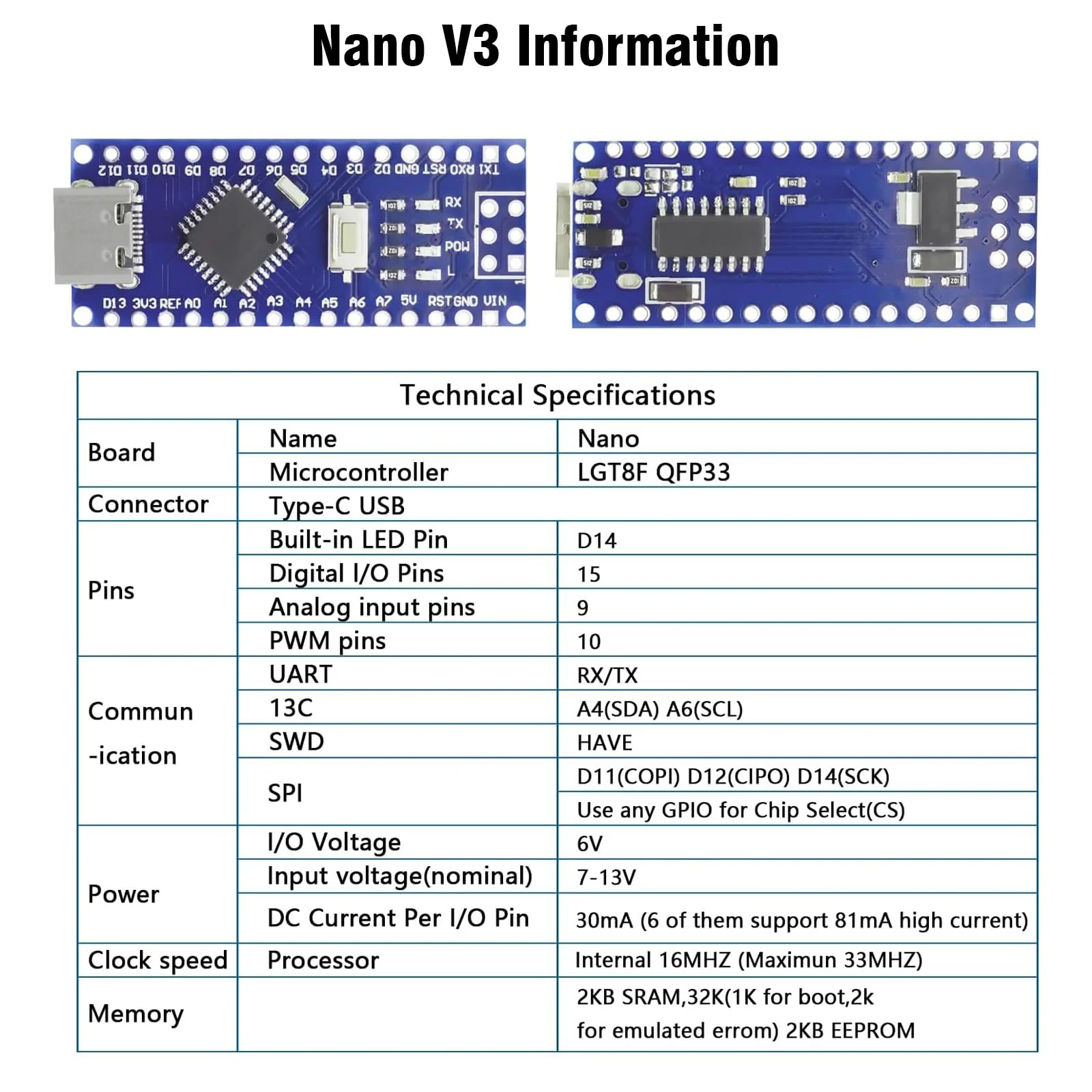 Nano V3.0 Board with Cable, AYWHP 5PCS Nano Board ATmega328P, CH340G Chip 5V 16M, Microcontroller Compatible with Arduino Nano (USB C Port) 5 - Image 3