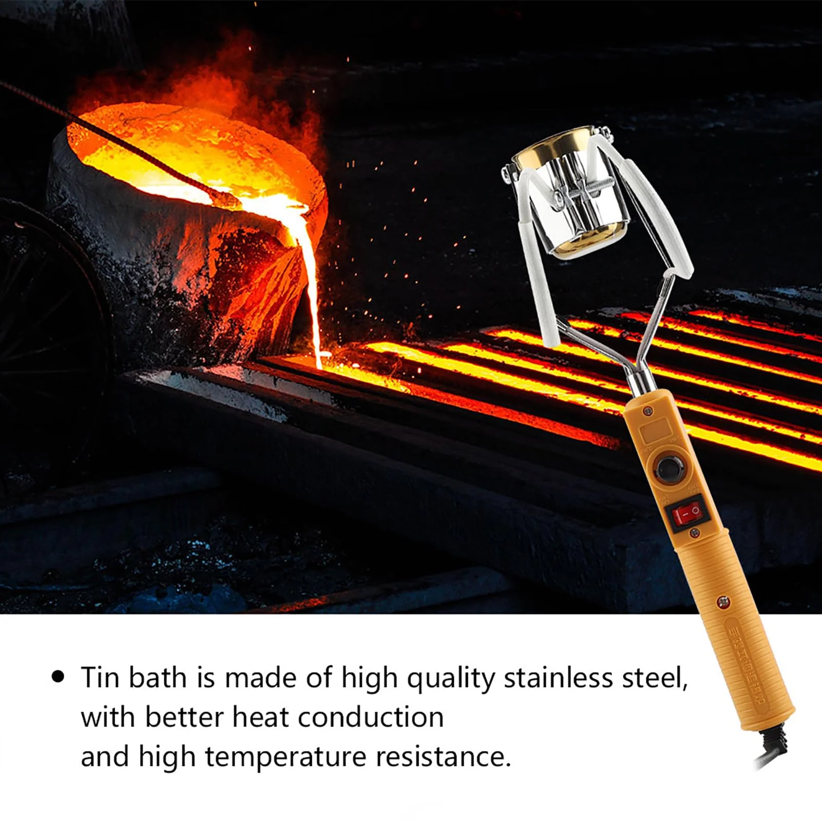 Naroote Portable Soldering Crucible, 180W Electric Powered Melting Tin Soldering Crucible, Tin Melting Pot with Temperature Manipulation, Lead Melting Pot (180 180 W, europäischer Standard 220 V - Image 3
