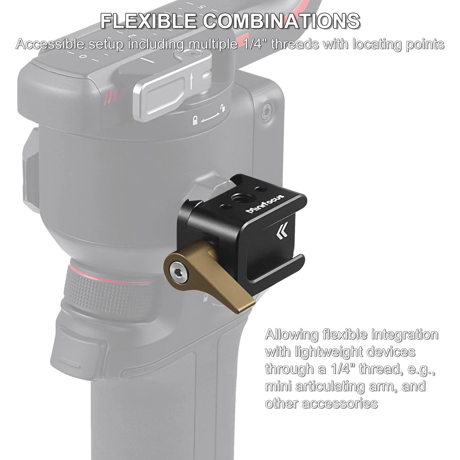 NATO Clamp to Cold Shoe Adapter, Aluminum Alloy Quick Release Rail Lock With 1/4" Threaded ARRI Locating Hole for DJI RS 3 Flash Light Microphone Camera Cage Magic Arm V3505 - Image 6