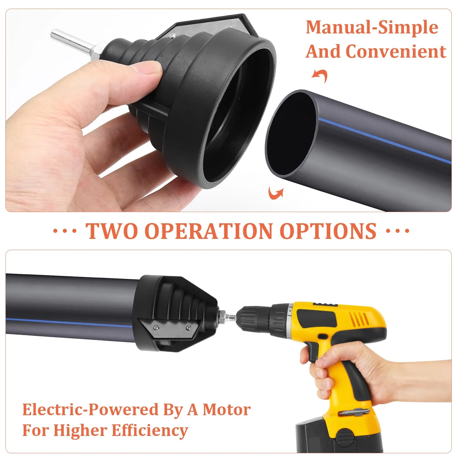 NCTNCX PE Pipe Deburring Chamfering Device PVC Pipe Deburring for Plastic Pipes with Drill Connection for Hand Drill Chamfer Tool for 20 25 32 40 50 63 mm Pipes a - Image 4