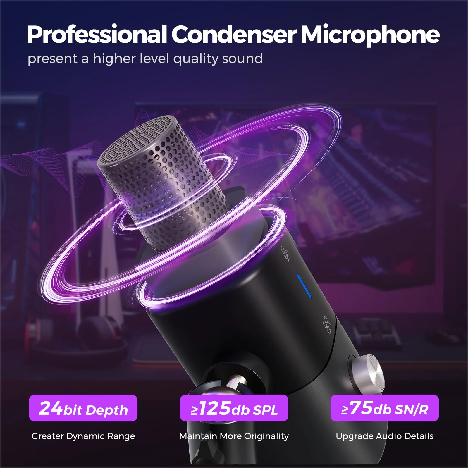 NearStream AM25X Gen2 XLR/USB Condenser Microphone with Noise Canceling/Volume Control/Headphone Jack/Mute, Podcast Microphone for PC/Audio Mixer, Desktop Mic for Stream/Podcast/Gaming/Music Record AM25X XLR/USB Mic with Desk Stand - Image 2