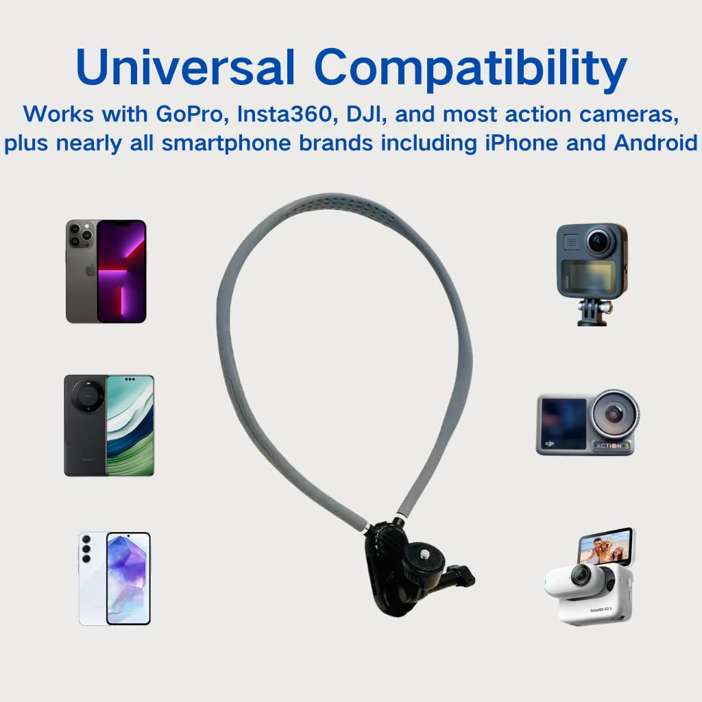 Neck Phone Holder, Neck Phone Holder for Recording, POV Phone Holder, Neck Mount Phone Holder, iPhone Neck Holder Hands Free, Around The Neck Holder for Smartphones and Cameras for Recording - Image 6